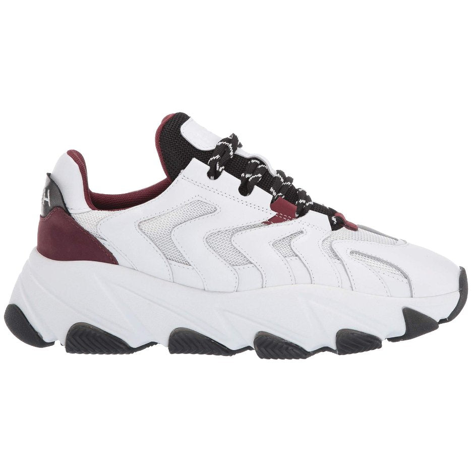 Ash Extreme Leather Women's Low-Top Sneakers#color_white black bordeaux