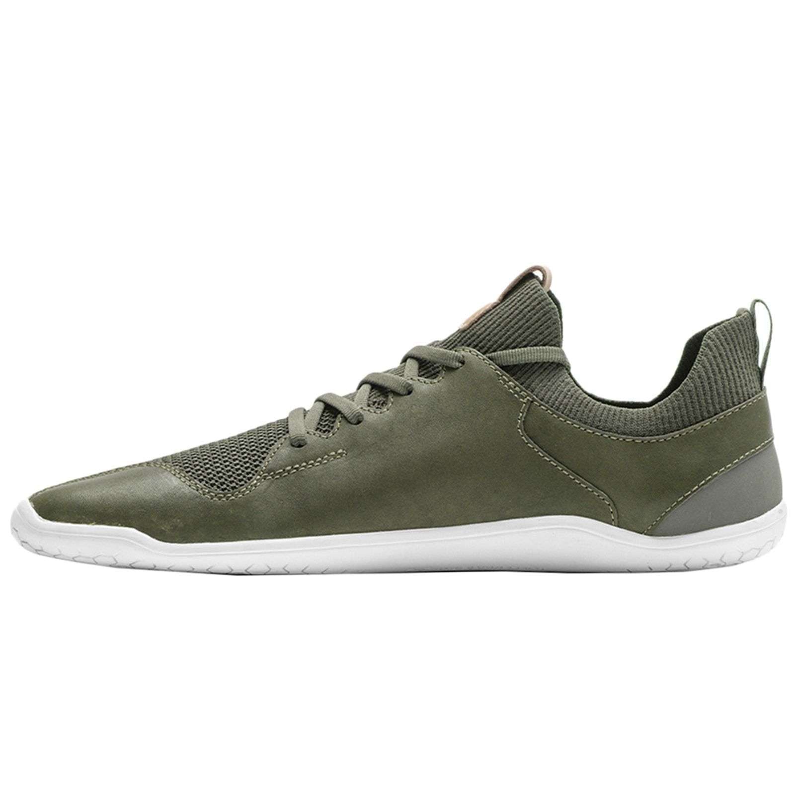 Vivobarefoot Primus Knit Leather Textile Womens Sneakers#color_olive green