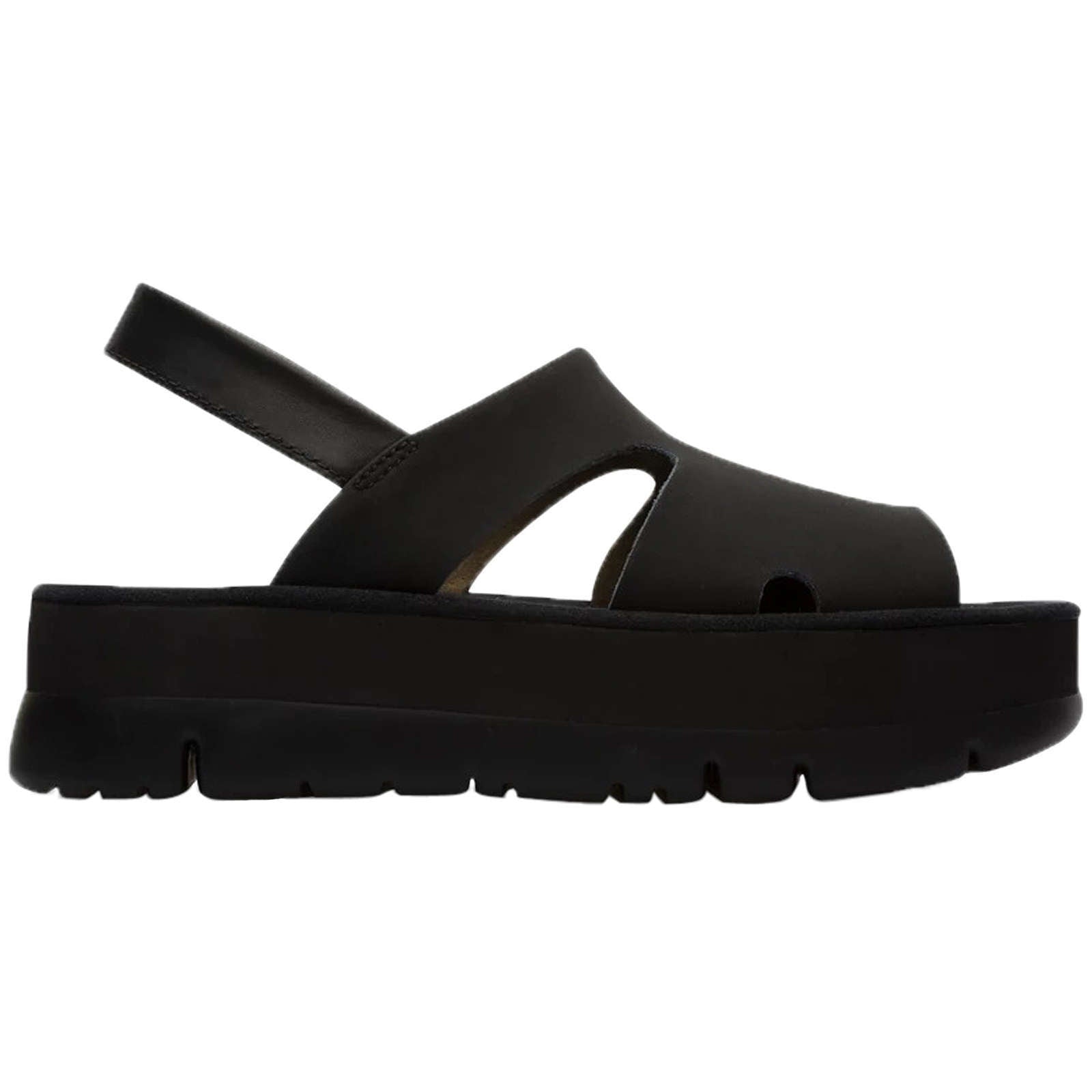 Camper Oruga Up Calfskin Leather Women's Open-Toe Sandals#color_black