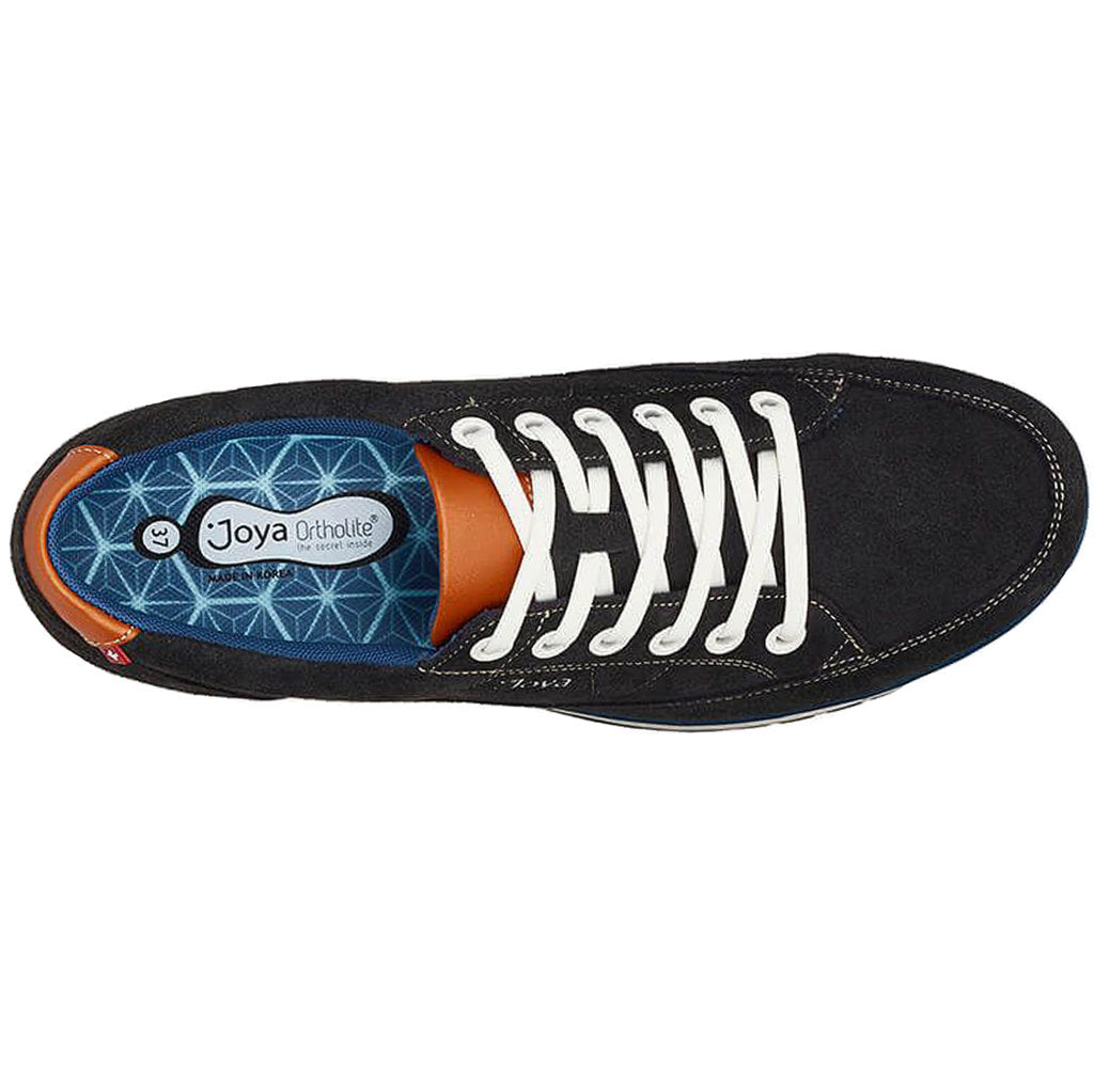 Joya Vancouver Suede Leather Womens Sneakers#color_black blue