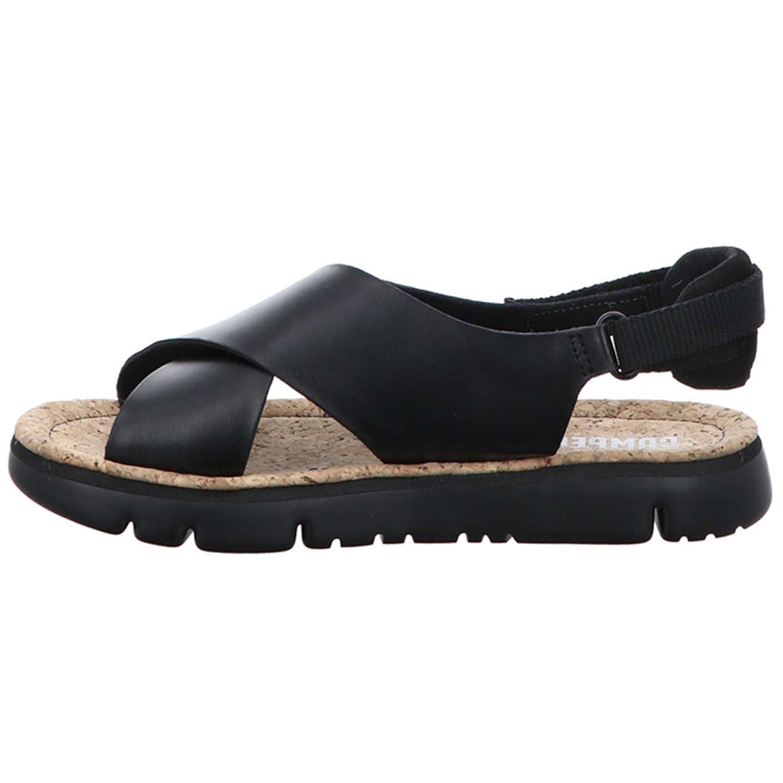 Camper Oruga Calfskin Leather & Textile Women's Open-Toe Sandals#color_black