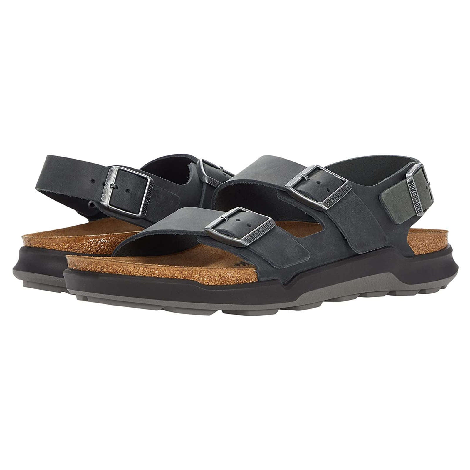 Birkenstock Milano CT Waxy Leather Mens Sandals#color_black