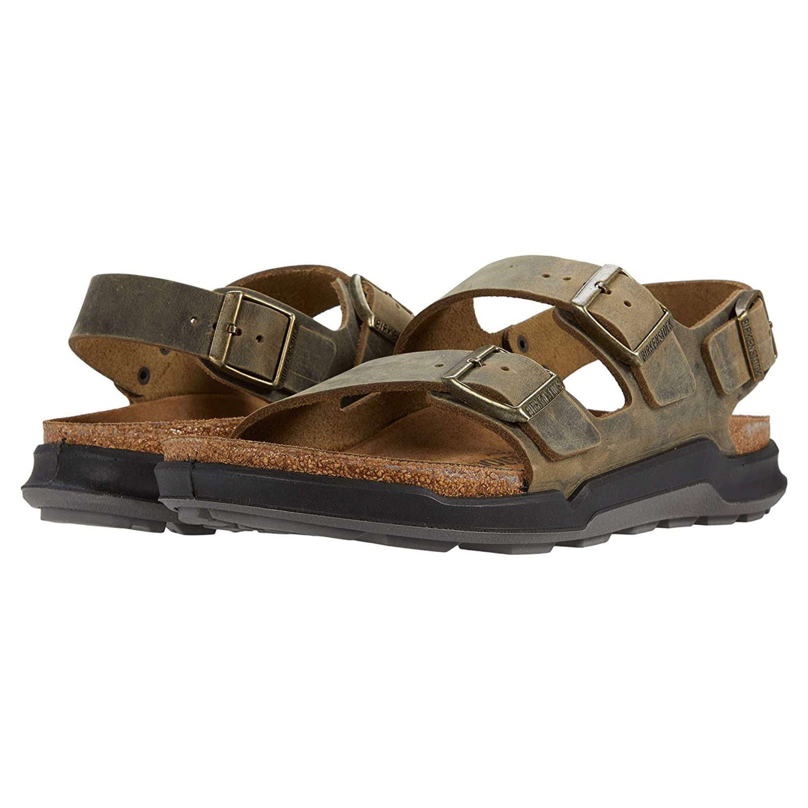 Birkenstock Milano CT Waxy Leather Mens Sandals#color_faded khaki