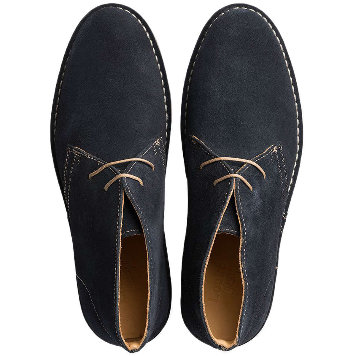 Loake Sahara Suede Leather Men's Desert Boots#color_navy