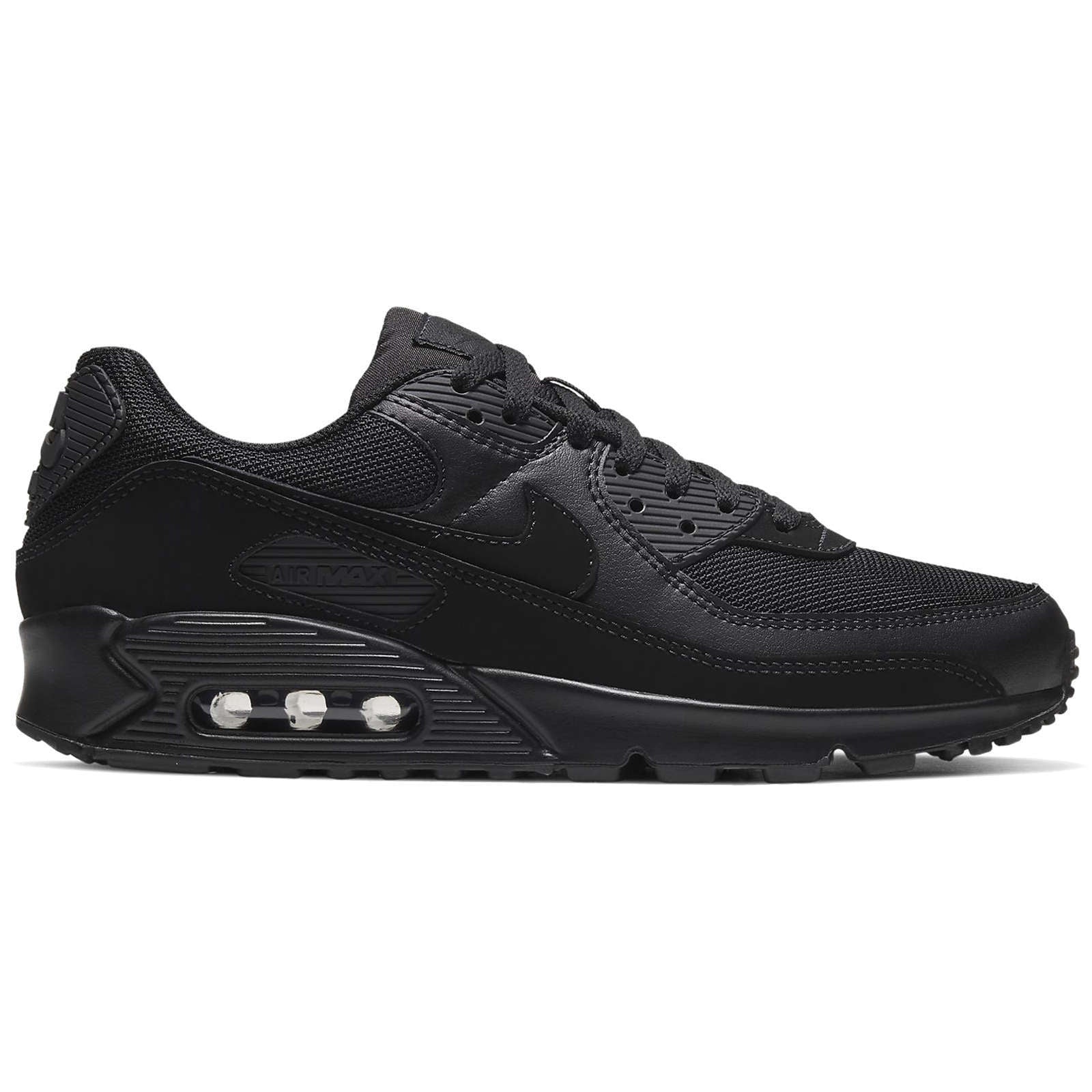 Nike Air Max 90 Textile Leather Men's Low-Top Sneakers#color_black