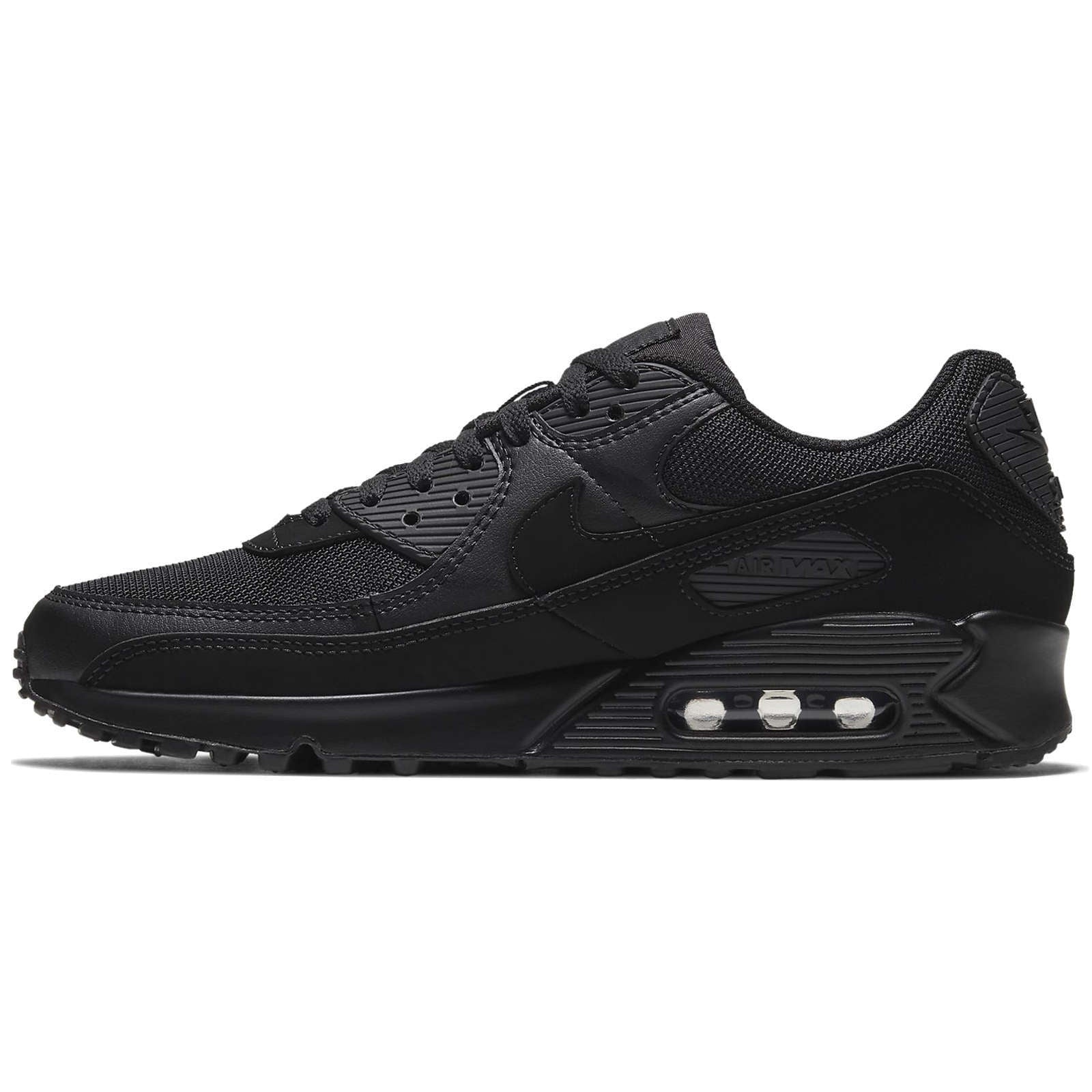 Nike Air Max 90 Textile Leather Men's Low-Top Sneakers#color_black