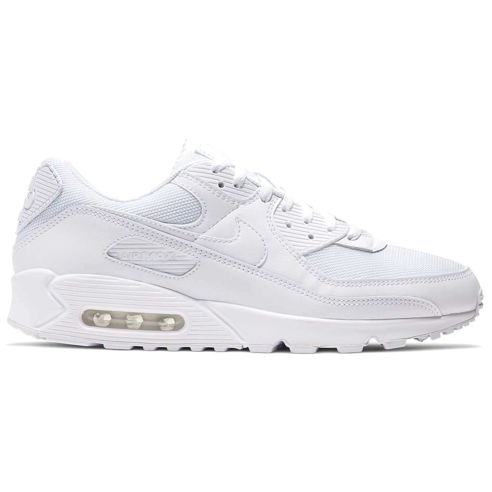 Nike Air Max 90 Textile Leather Men's Low-Top Sneakers#color_white wolf grey