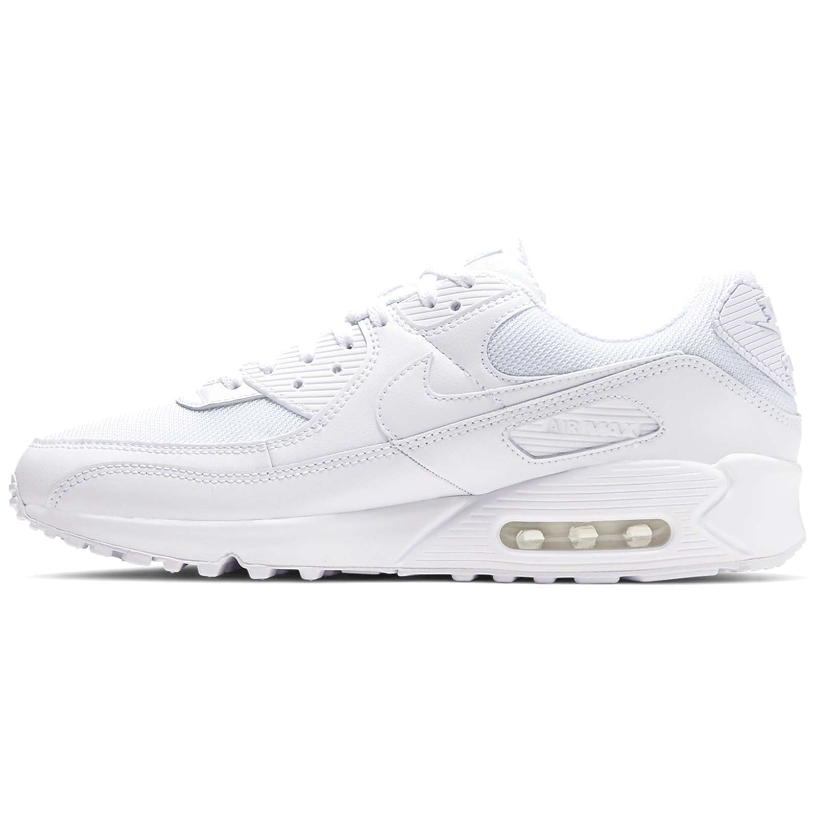 Nike Air Max 90 Textile Leather Men's Low-Top Sneakers#color_white wolf grey