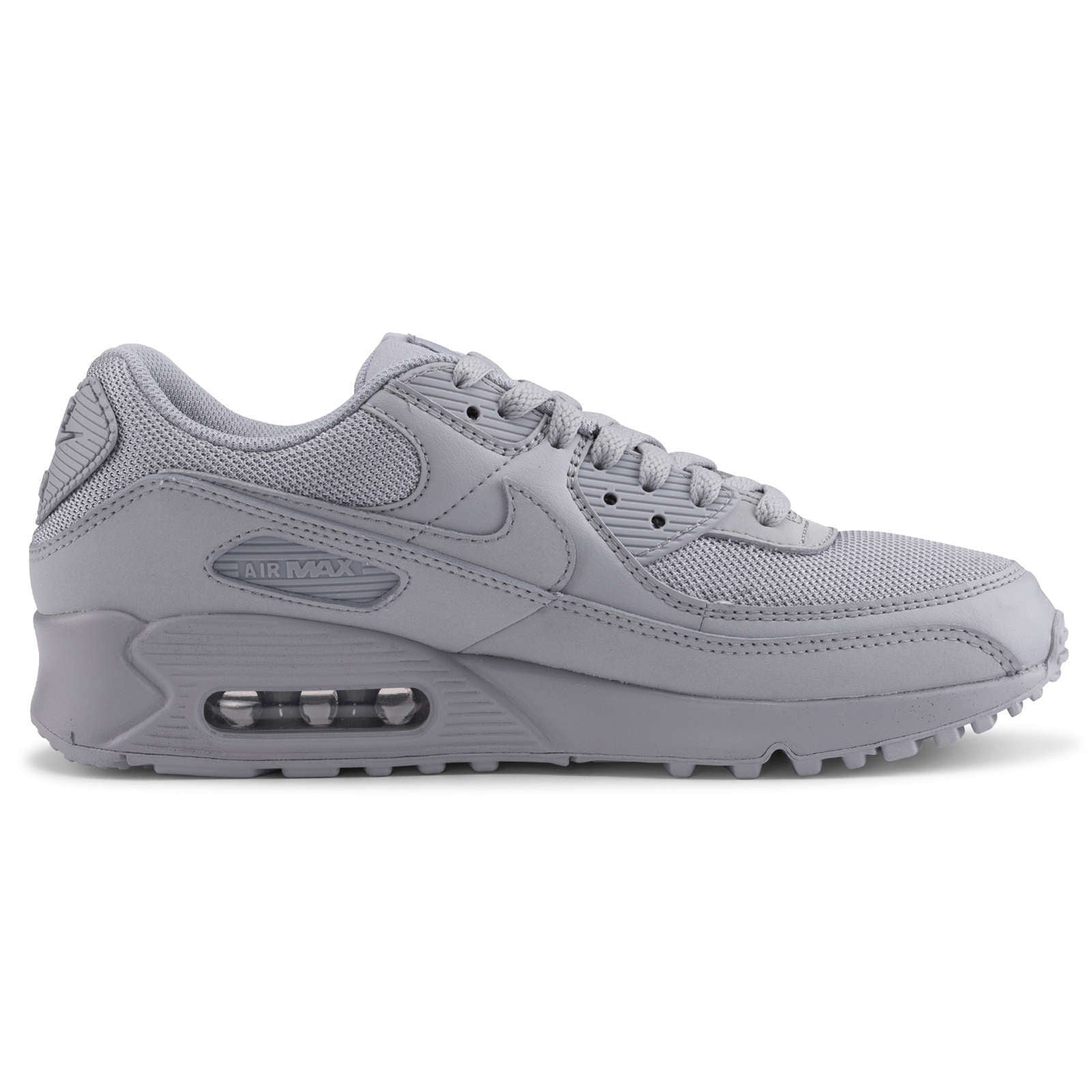 Nike Air Max 90 Textile Leather Men's Low-Top Sneakers#color_wolf grey