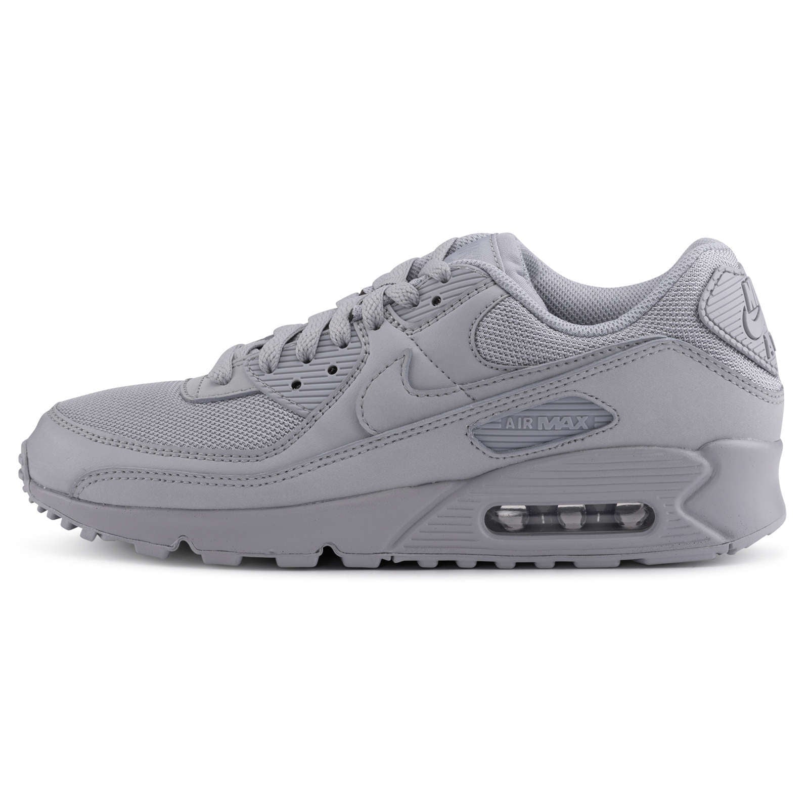 Nike Air Max 90 Textile Leather Men's Low-Top Sneakers#color_wolf grey