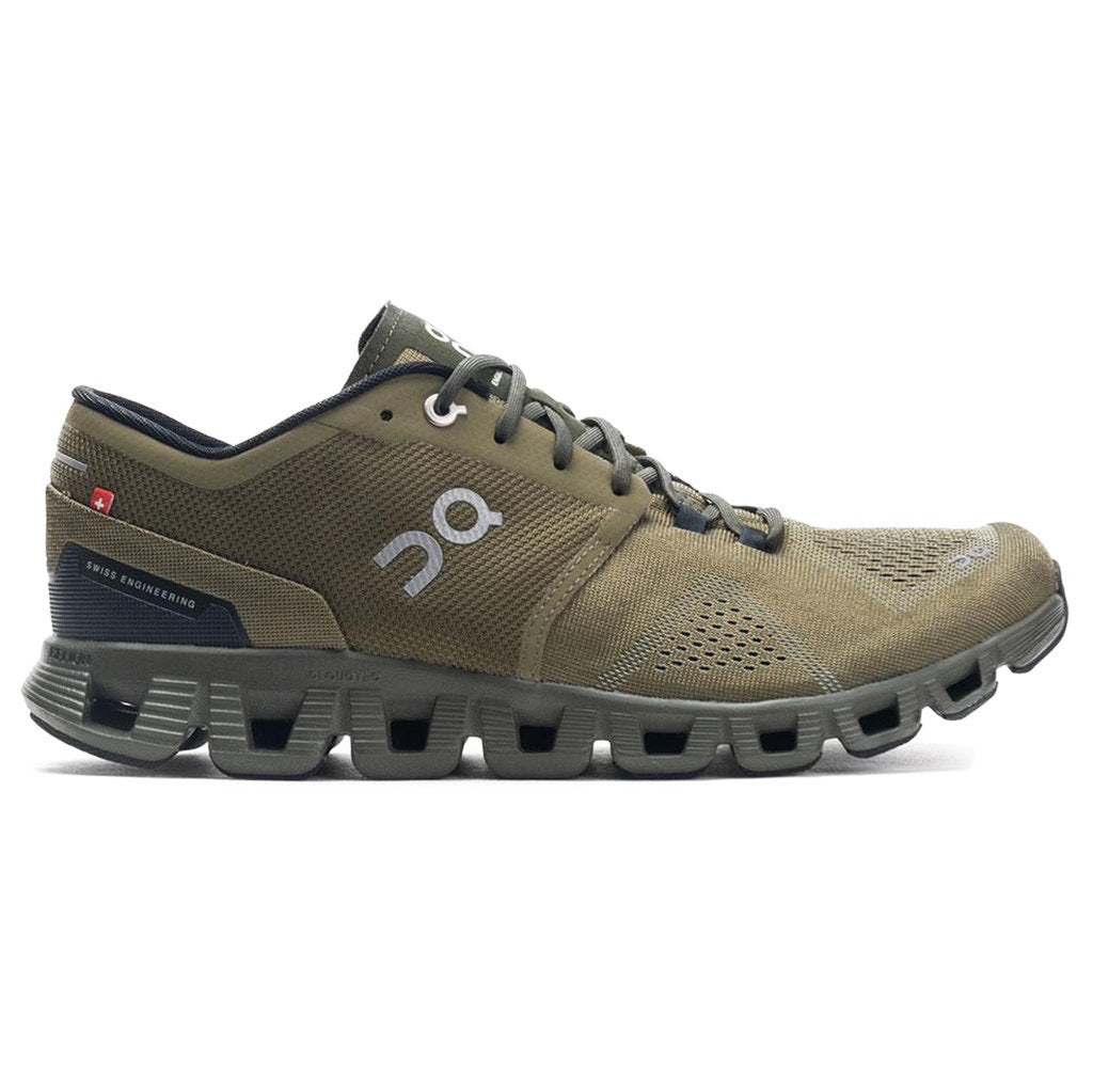 On Running Cloud X Synthetic Textile Mens Sneakers#color_olive fir