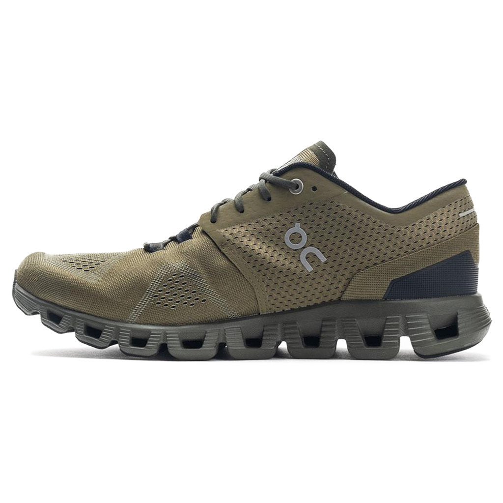 On Running Cloud X Synthetic Textile Mens Sneakers#color_olive fir