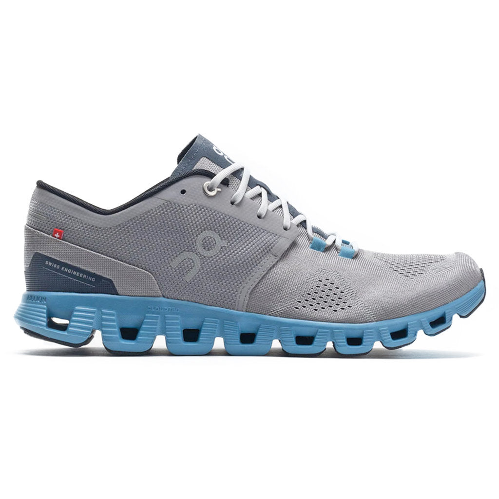 On Running Cloud X Synthetic Textile Mens Sneakers#color_alloy niagara