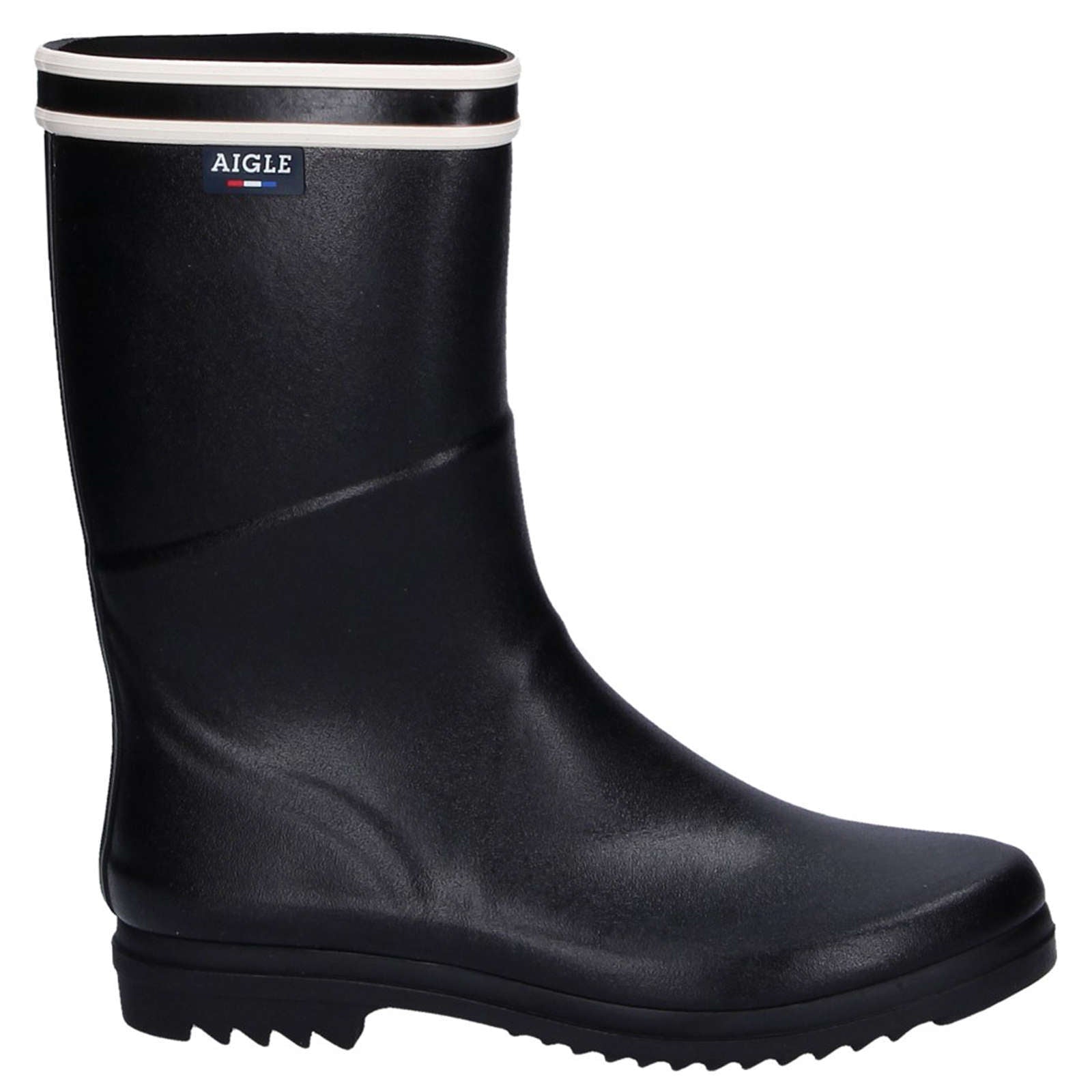 Aigle Chanteboot Stripes Rubber Women's Mid-High Wellington Boots#color_black