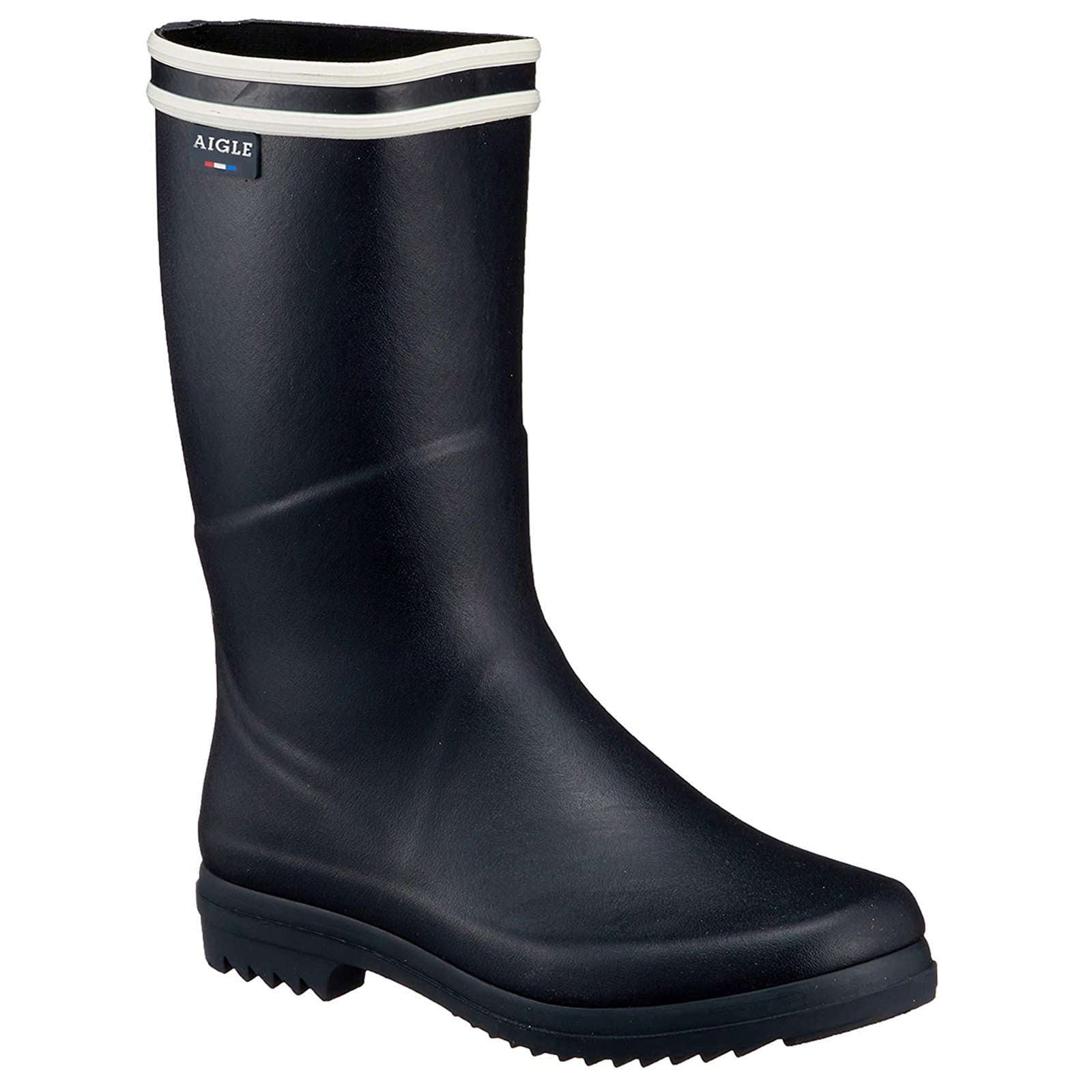 Aigle Chanteboot Stripes Rubber Women's Mid-High Wellington Boots#color_marine