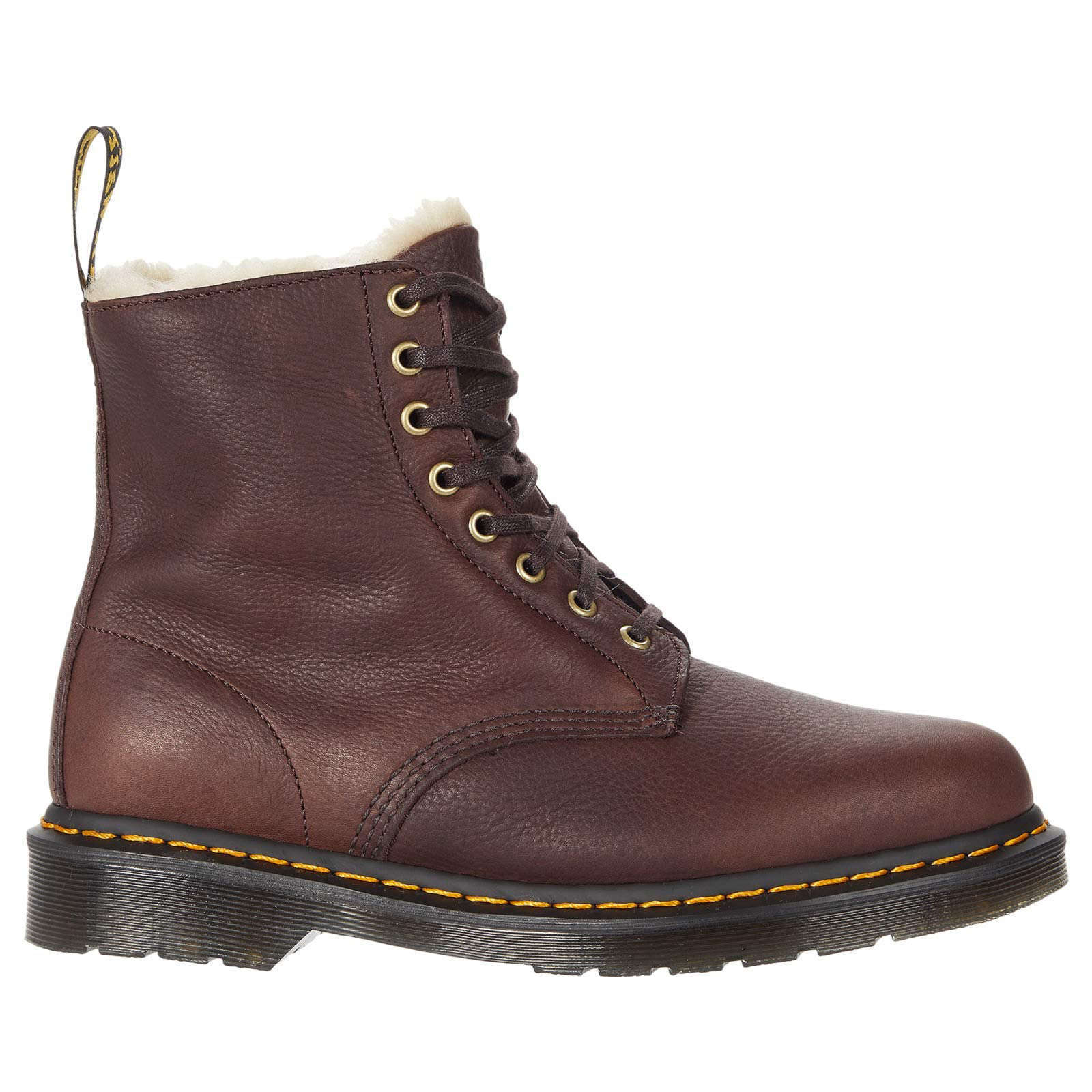 Dr. Martens 1460 Pascal Fur-lined Ambassador Leather Unisex Ankle Boots#color_cask