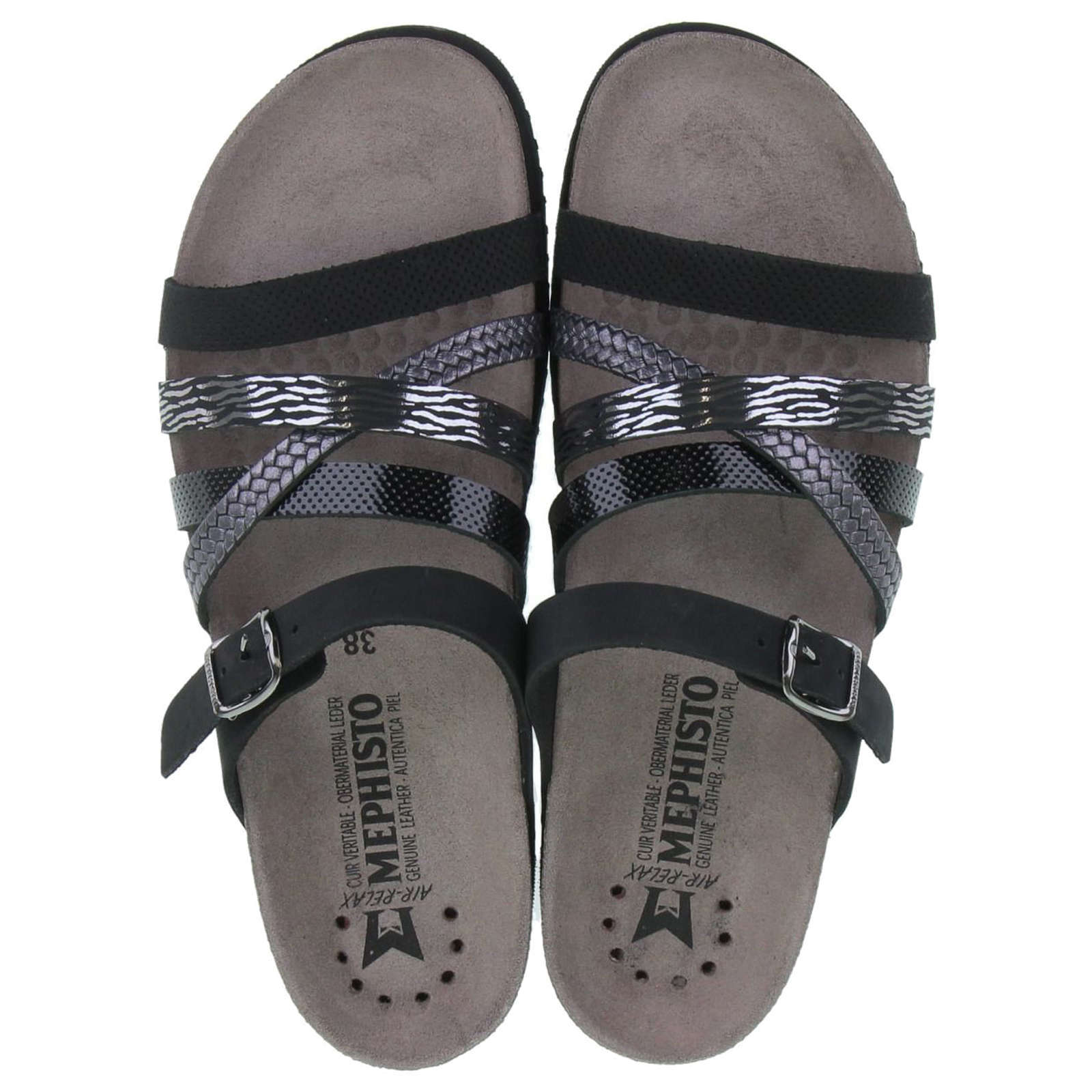 Mephisto Huleda H131 Leather Womens Sandals#color_black