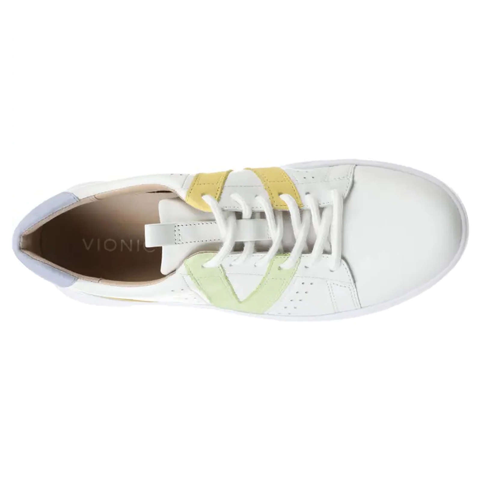 Vionic Abyss Simasa Leather Nubuck Womens Sneakers#color_white pale lime