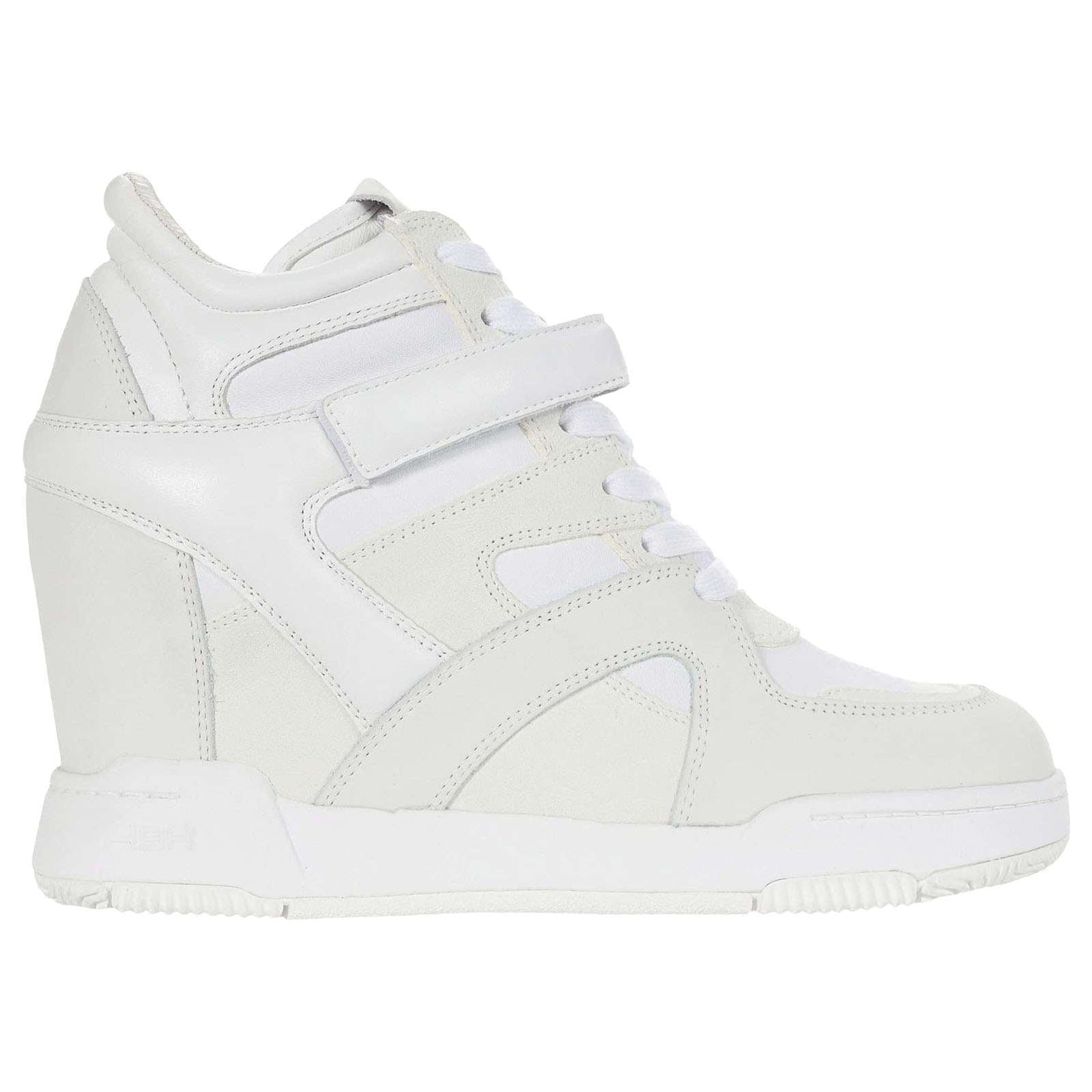 Ash Body Suede Leather Women's Wedge Sneakers#color_white