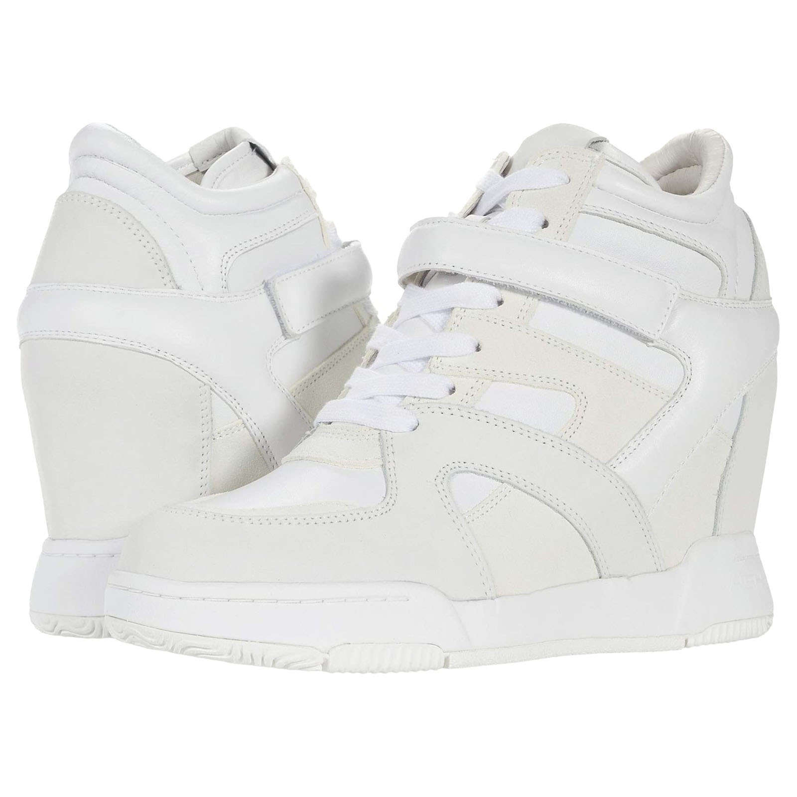 Ash Body Suede Leather Women's Wedge Sneakers#color_white