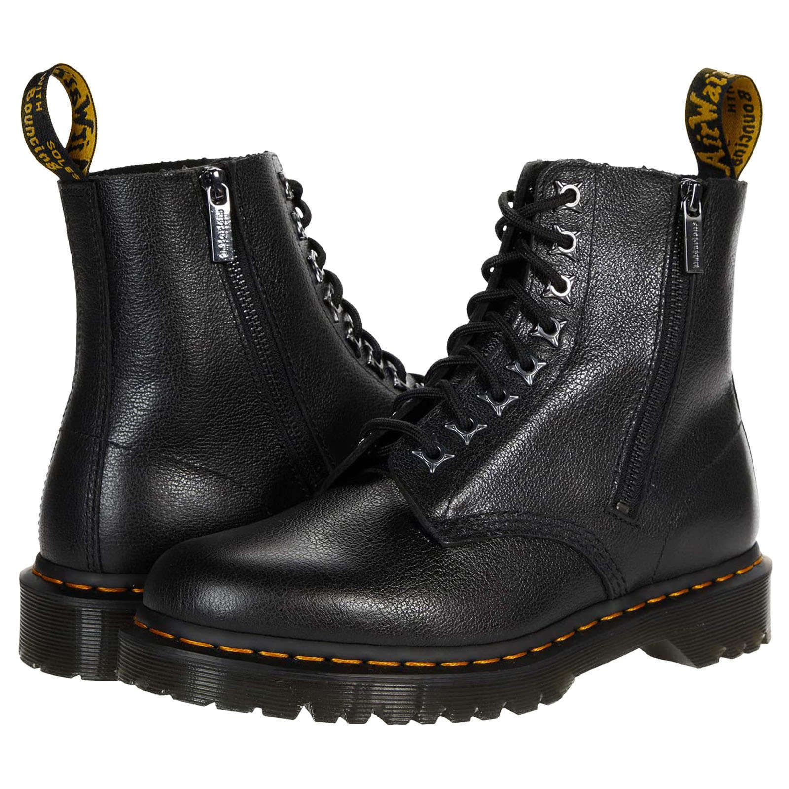 Dr. Martens 1460 Pascal Lace & Zip Leather Unisex Ankle Boots#color_black