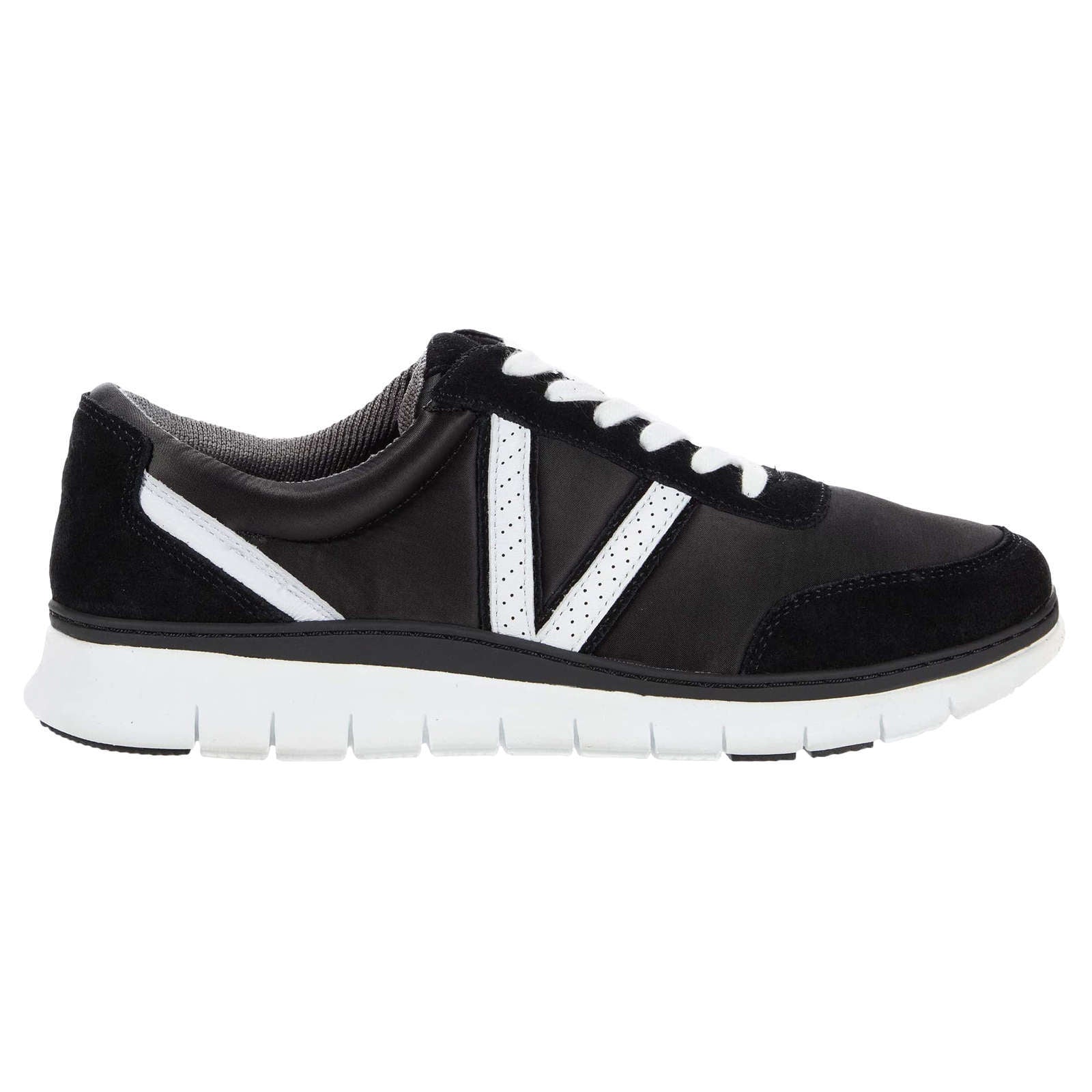 Vionic Fresh Nana Satin Leather Textile Womens Sneakers#color_black