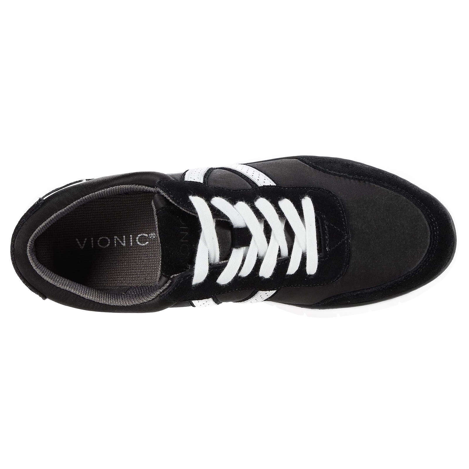 Vionic Fresh Nana Satin Leather Textile Womens Sneakers#color_black