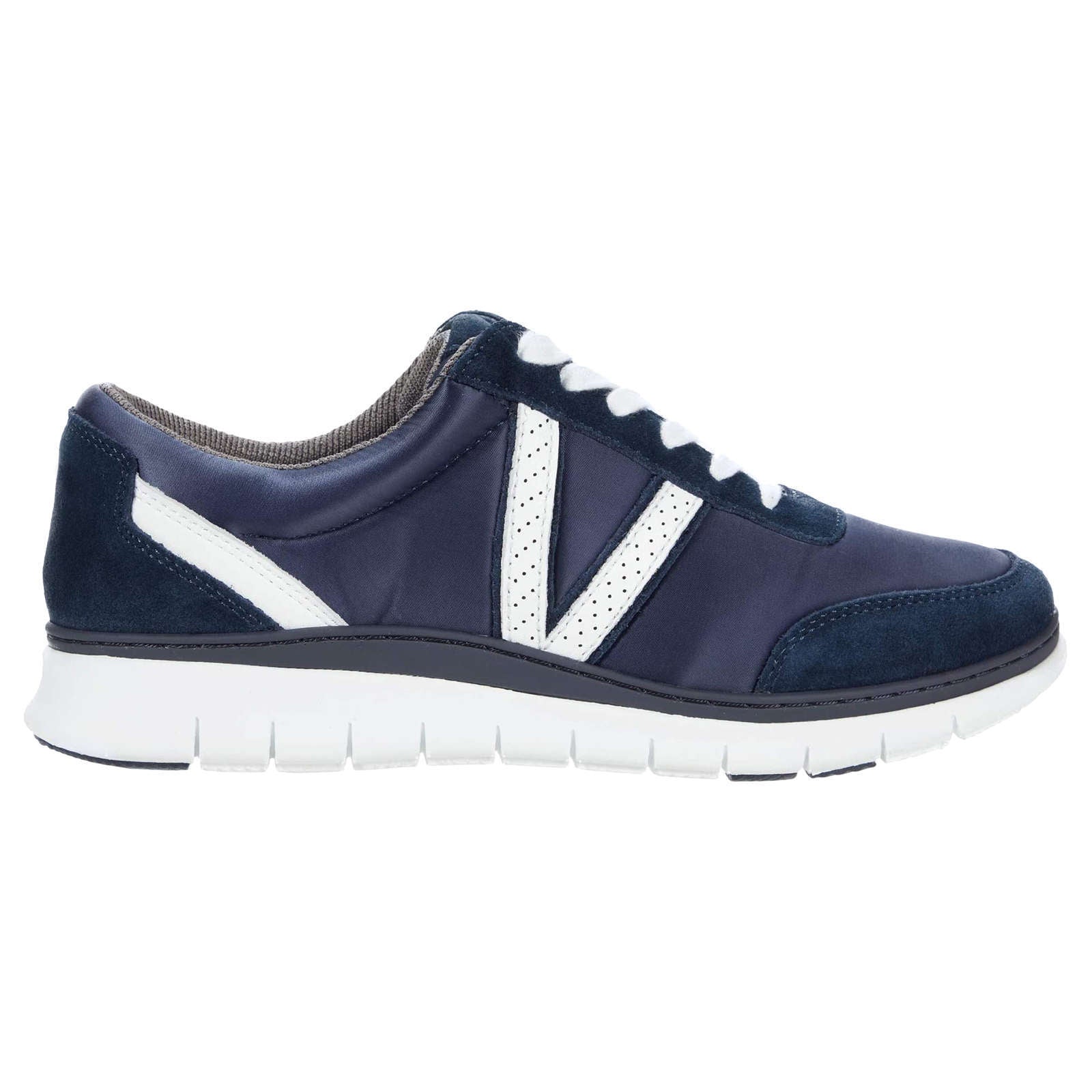 Vionic Fresh Nana Satin Leather Textile Womens Sneakers#color_navy