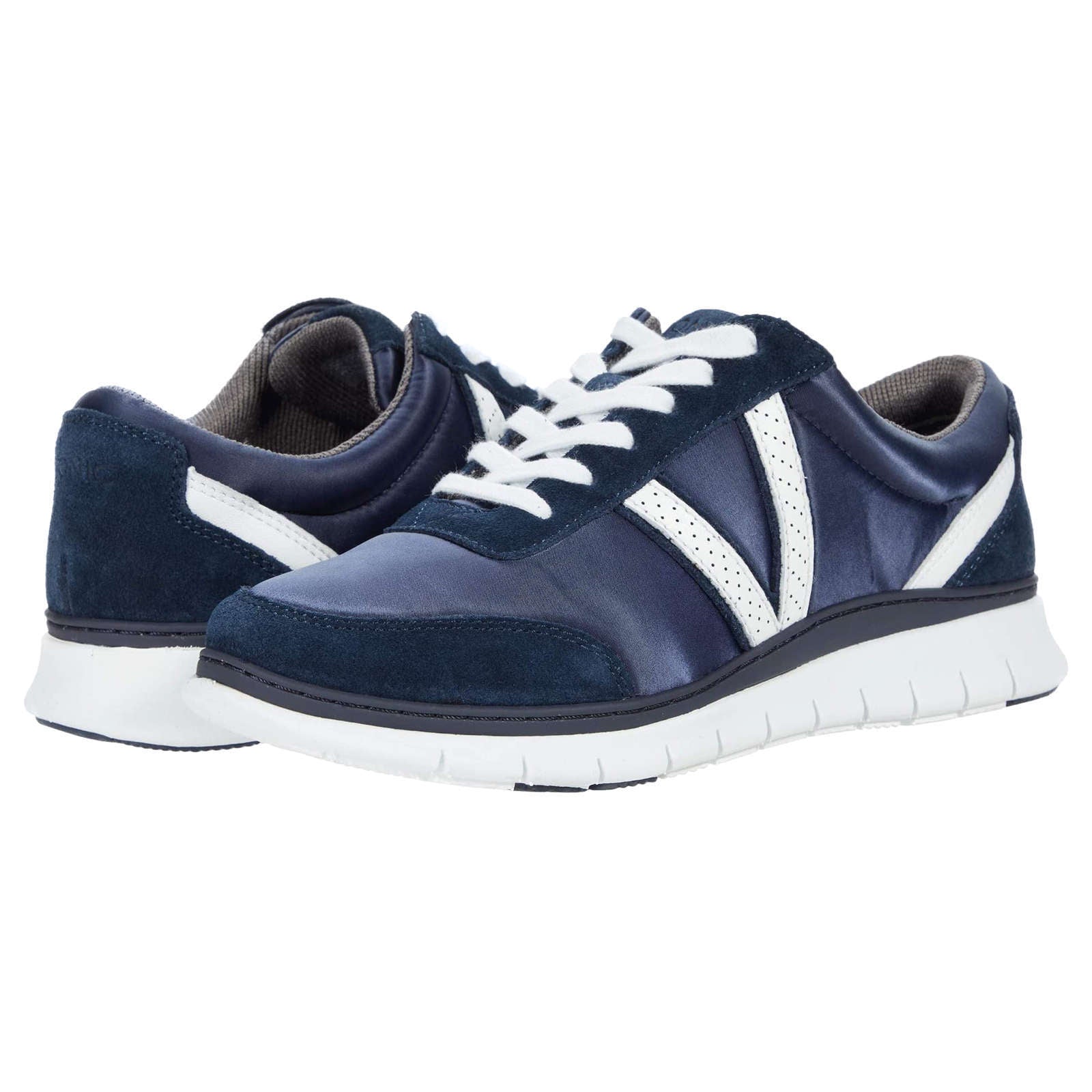 Vionic Fresh Nana Satin Leather Textile Womens Sneakers#color_navy