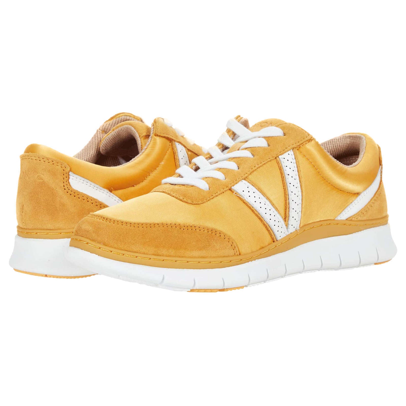 Vionic Fresh Nana Satin Leather Textile Womens Sneakers#color_mustard