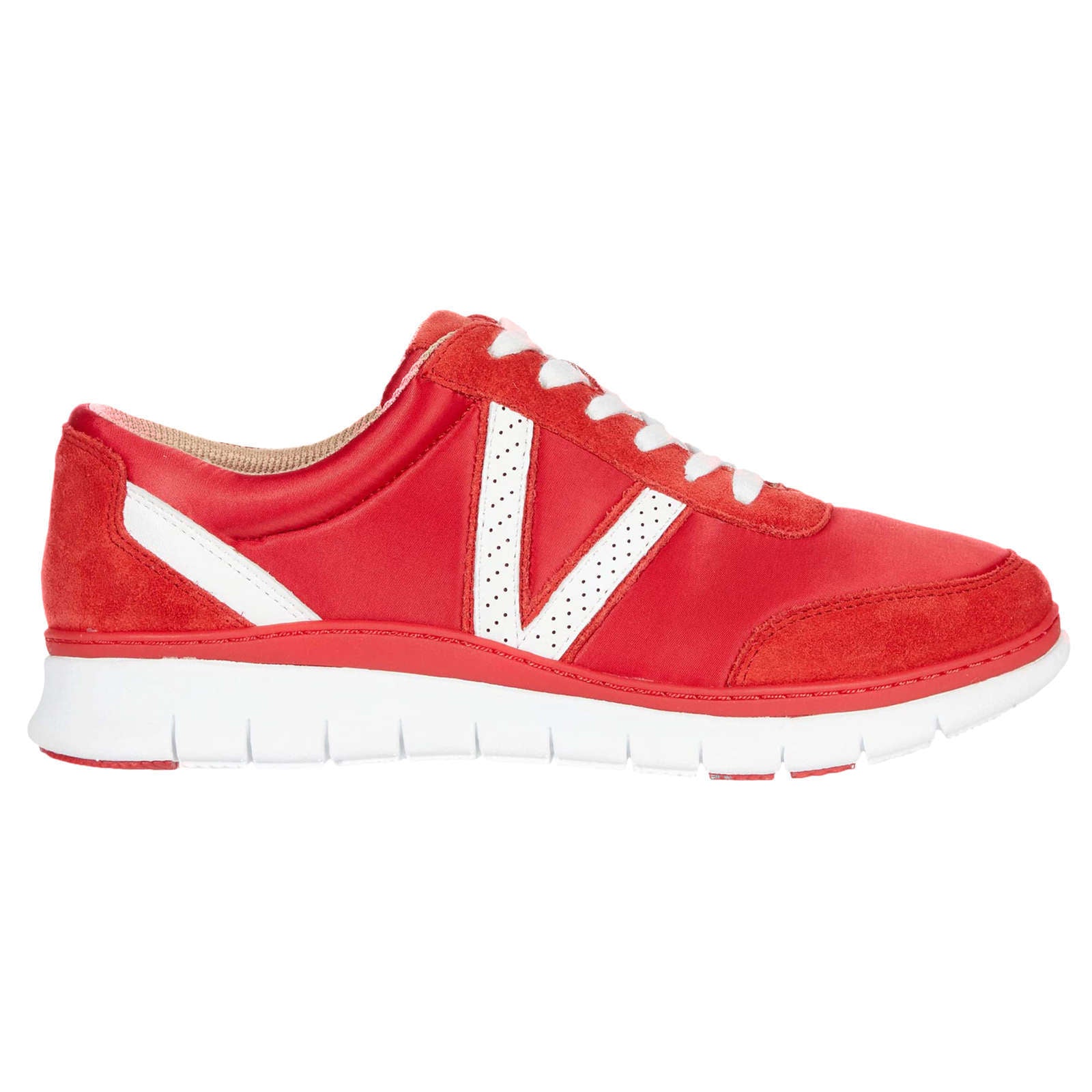 Vionic Fresh Nana Satin Leather Textile Womens Sneakers#color_cherry