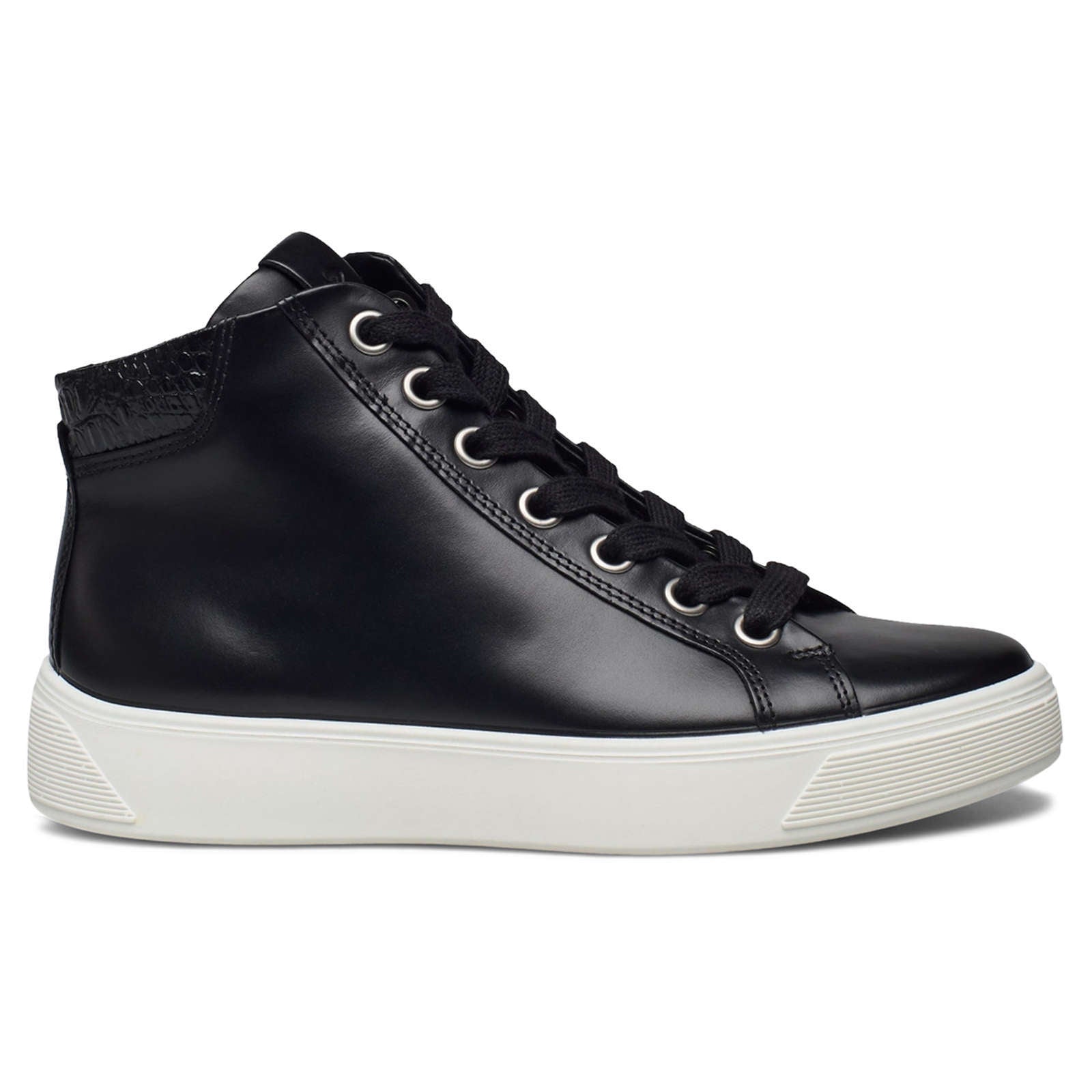 Ecco Street Tray Leather Womens Sneakers#color_black