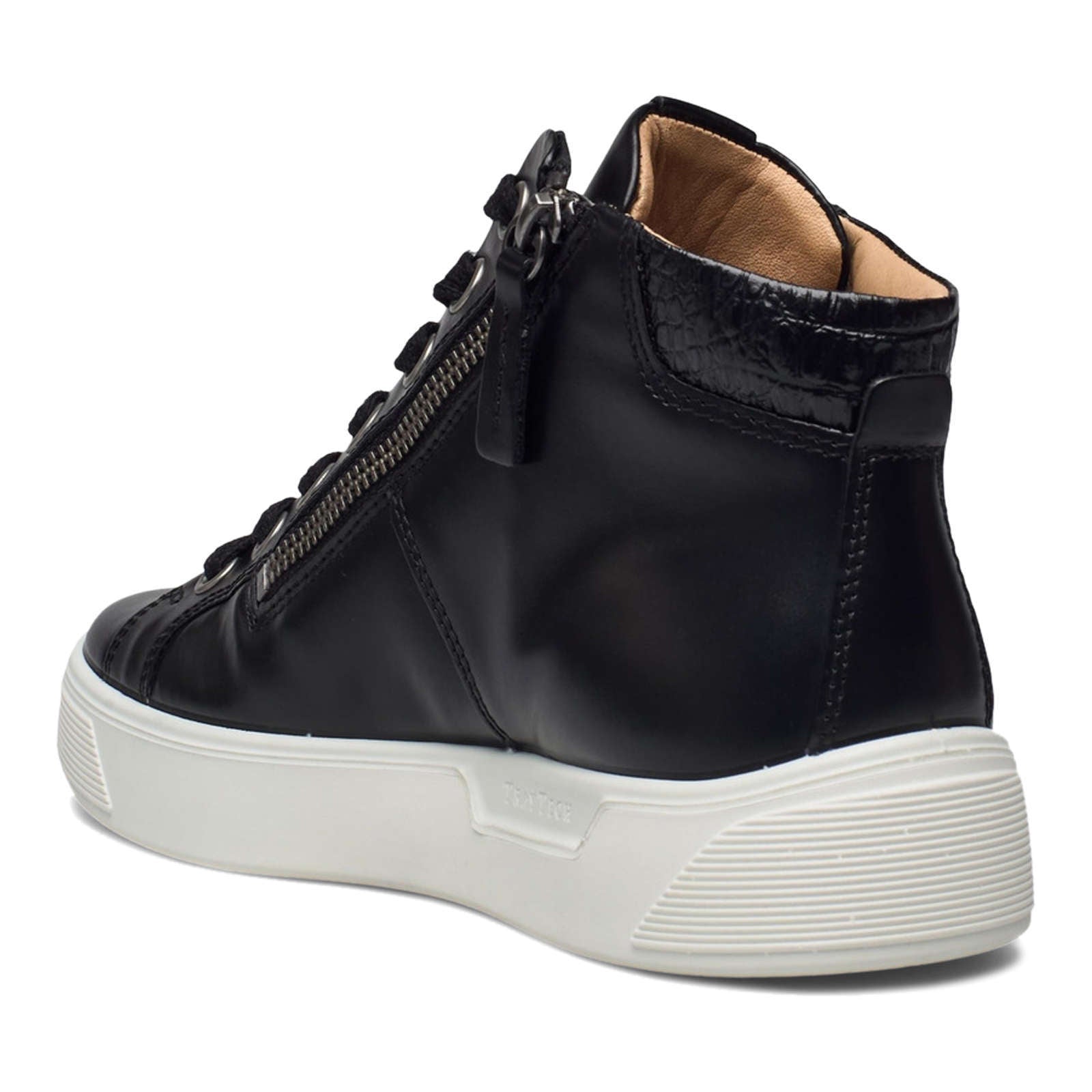 Ecco Street Tray Leather Womens Sneakers#color_black