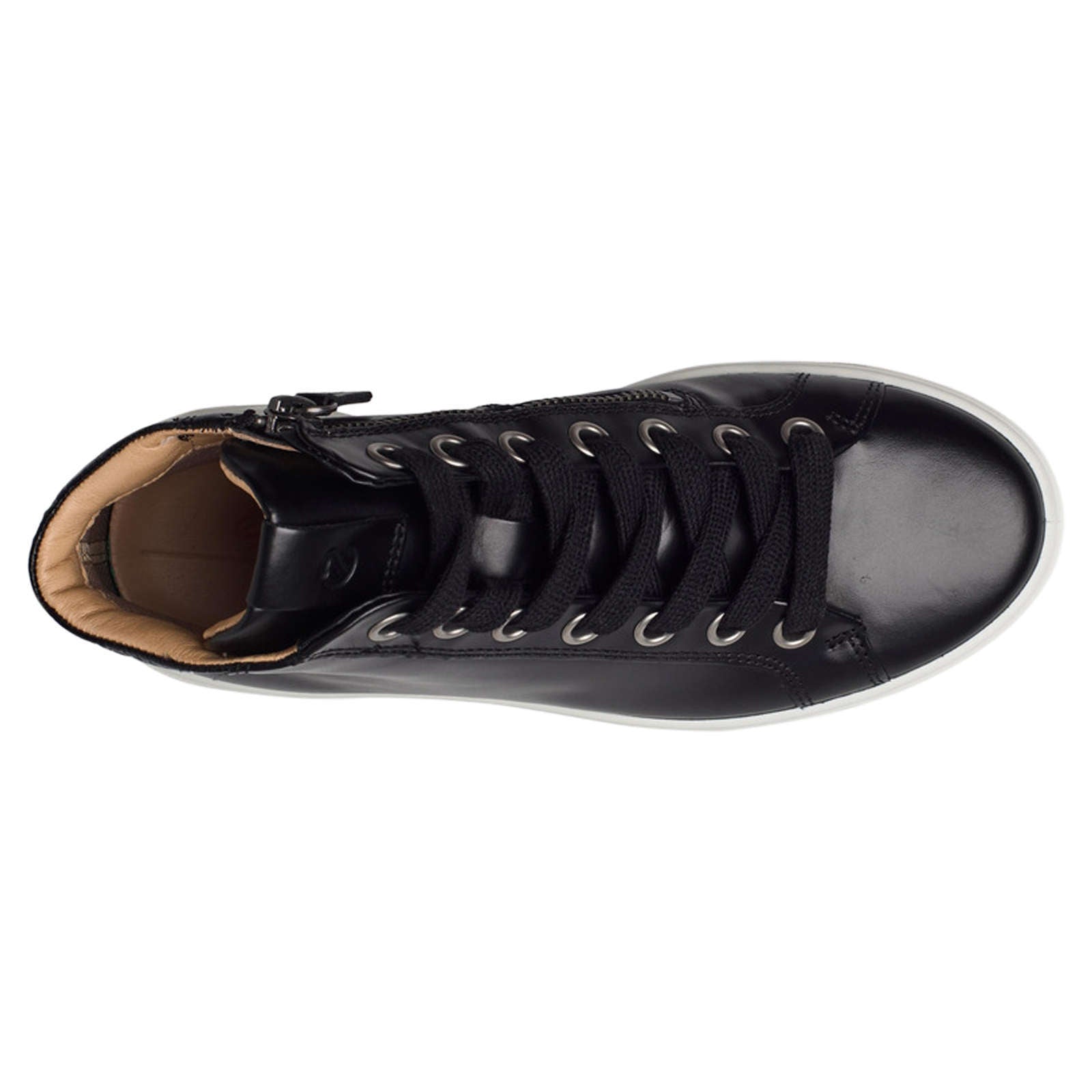 Ecco Street Tray Leather Womens Sneakers#color_black