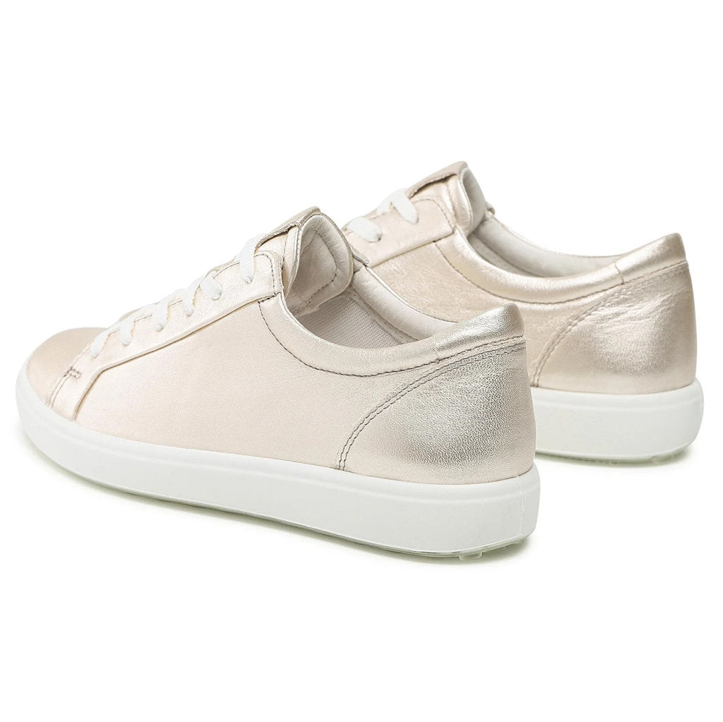 Ecco Soft 7 470303 Leather Womens Sneakers#color_pure white gold