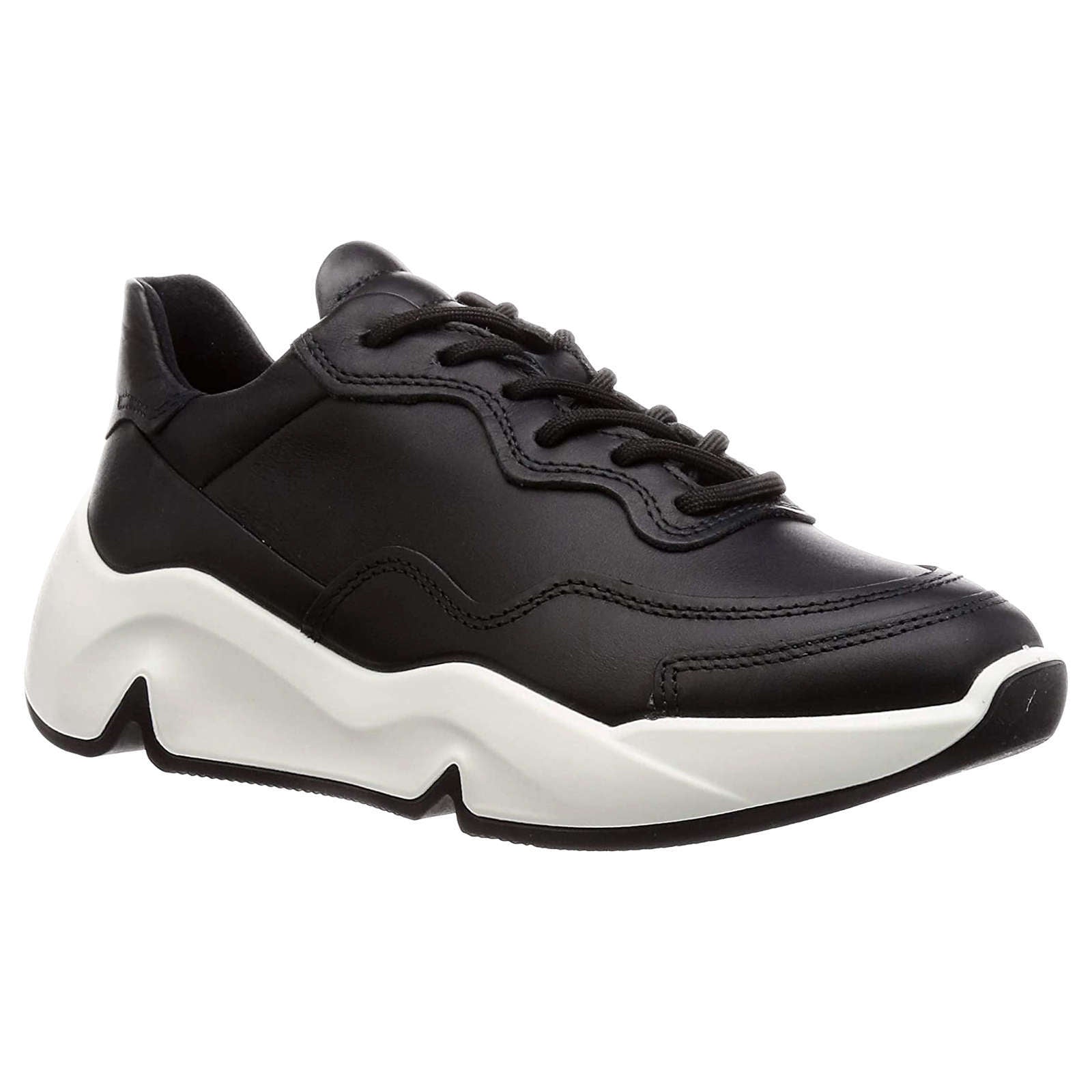 Ecco Chunky Sneaker Leather Womens Sneakers#color_black