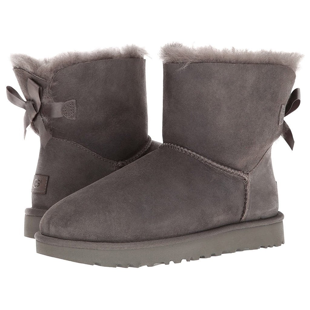 UGG Mini Bailey Bow II Suede Sheepskin Women's Winter Boots#color_grey