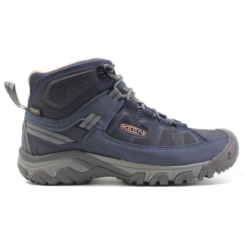 Keen Targhee III Mid Waterproof Leather Women's Hiking Boots#color_vintage indigo peachy keen