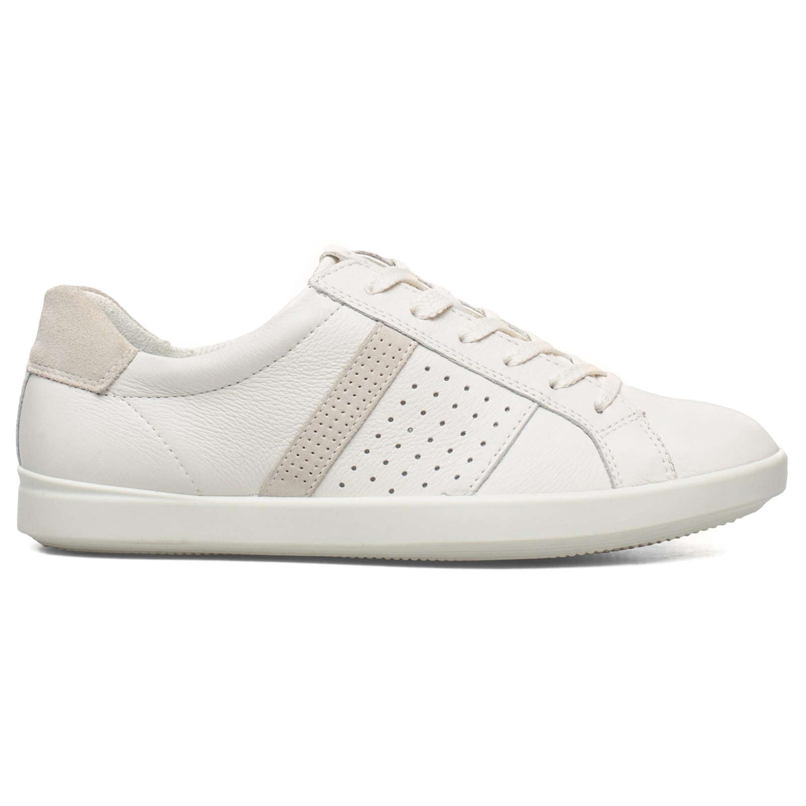 Ecco Leisure Leather Womens Sneakers#color_white shadow