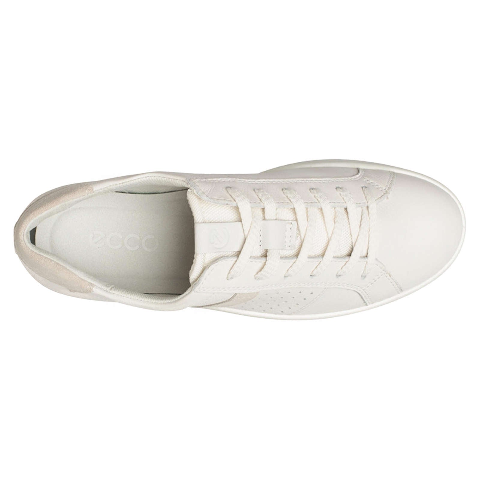 Ecco Leisure Leather Womens Sneakers#color_white shadow