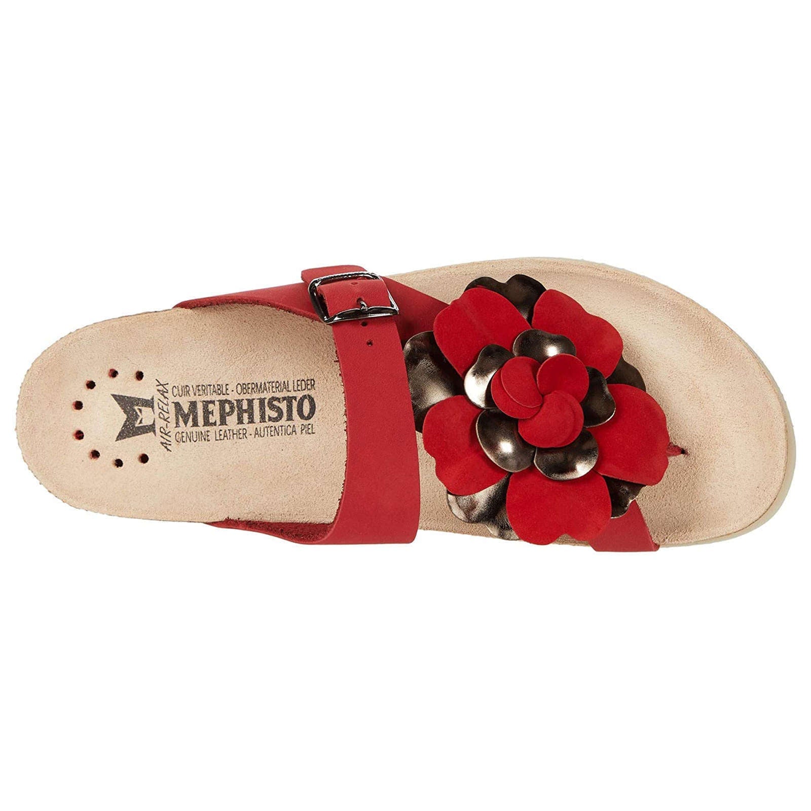 Mephisto Helen Flower Nubuck Womens Sandals#color_red