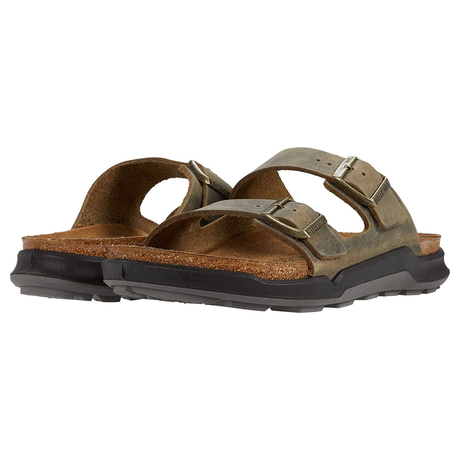 Birkenstock Arizona CT Waxy Leather Mens Sandals#color_faded khaki