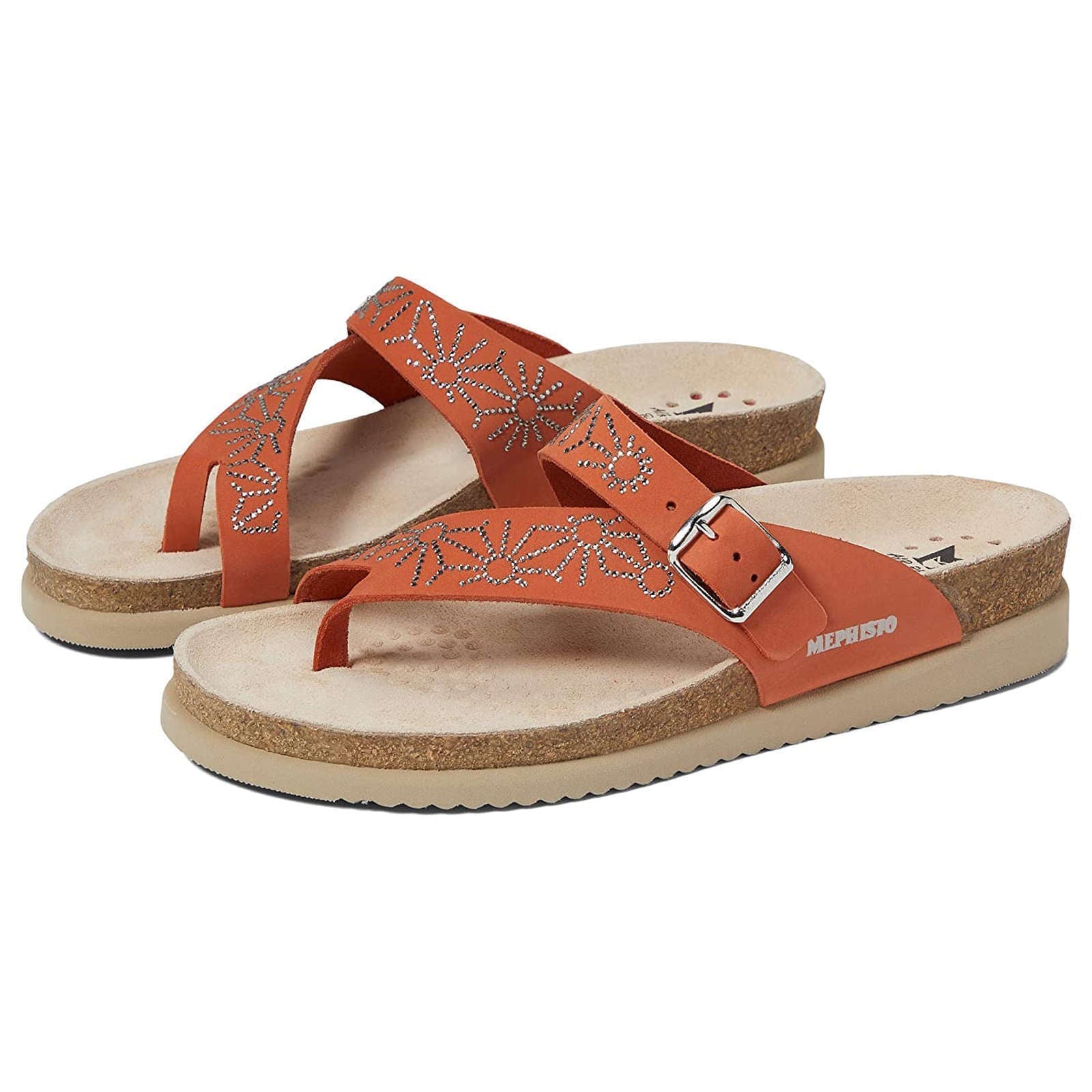 Mephisto Hella Spark Leather Nubuck Womens Sandals#color_terracotta