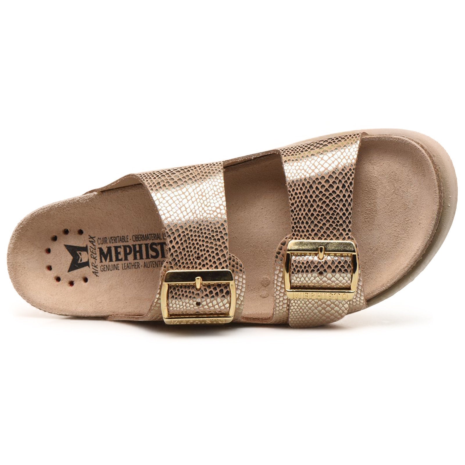 Mephisto Hester Metallic Leather Womens Sandals#color_light sand