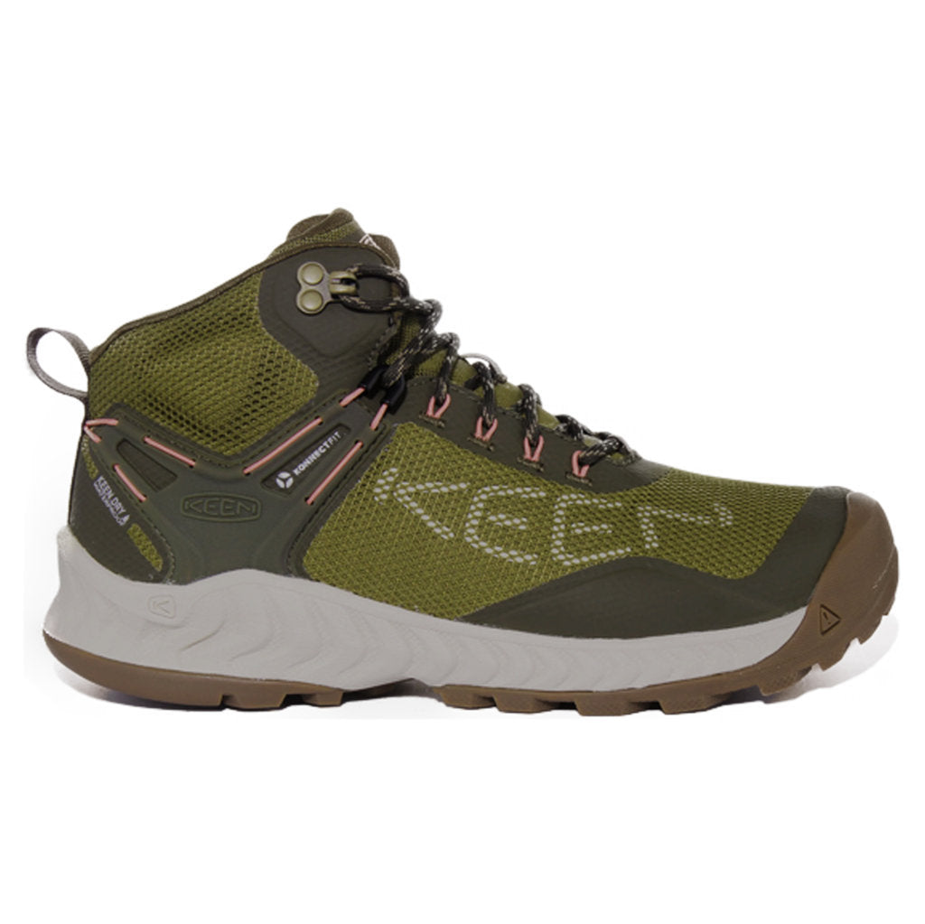 Keen Nxis Evo Mid WP Textile Synthetic Womens Boots#color_olive drab birch