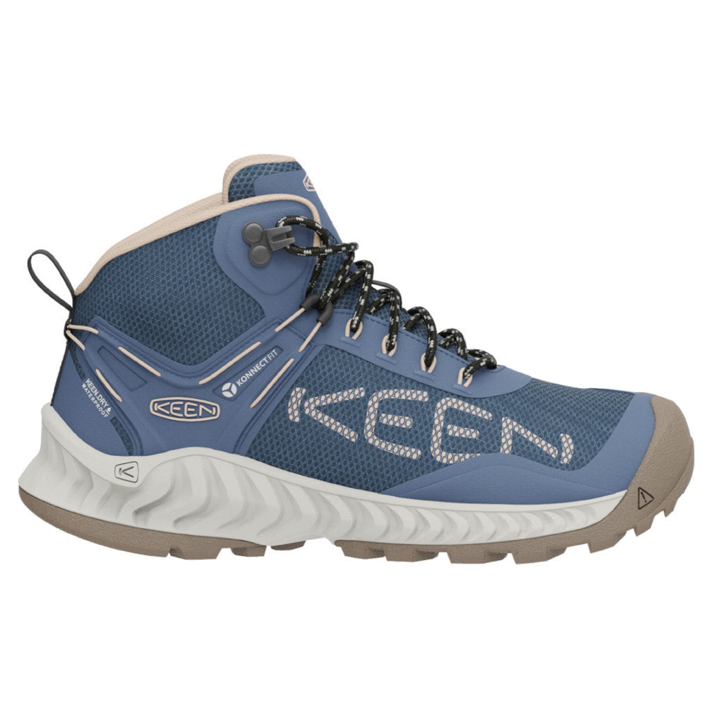 Keen Nxis Evo Mid WP Textile Synthetic Womens Boots#color_vintage indigo harbor gray