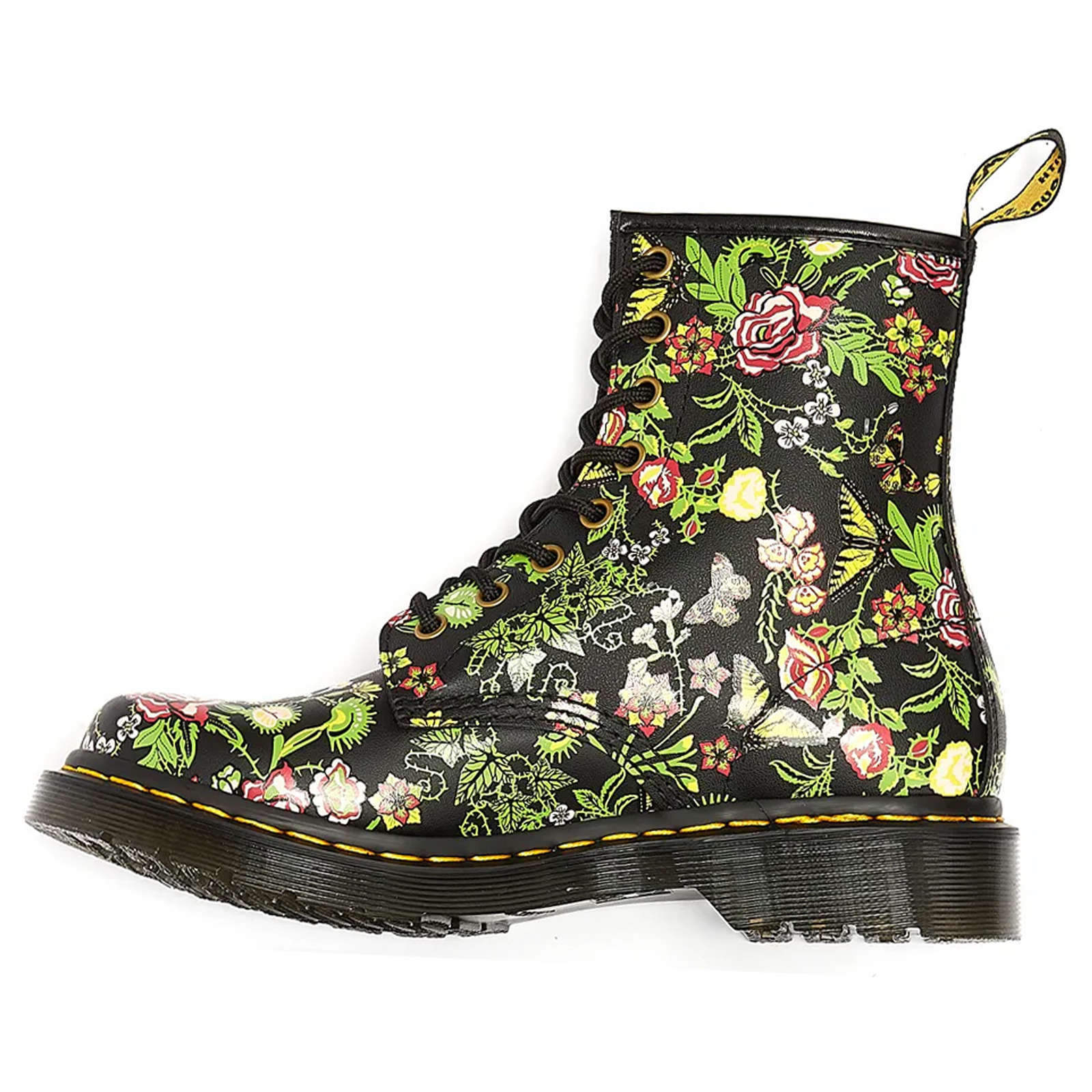 Dr. Martens 1460 Floral Bloom Backhand Leather Women's Ankle Boots#color_black