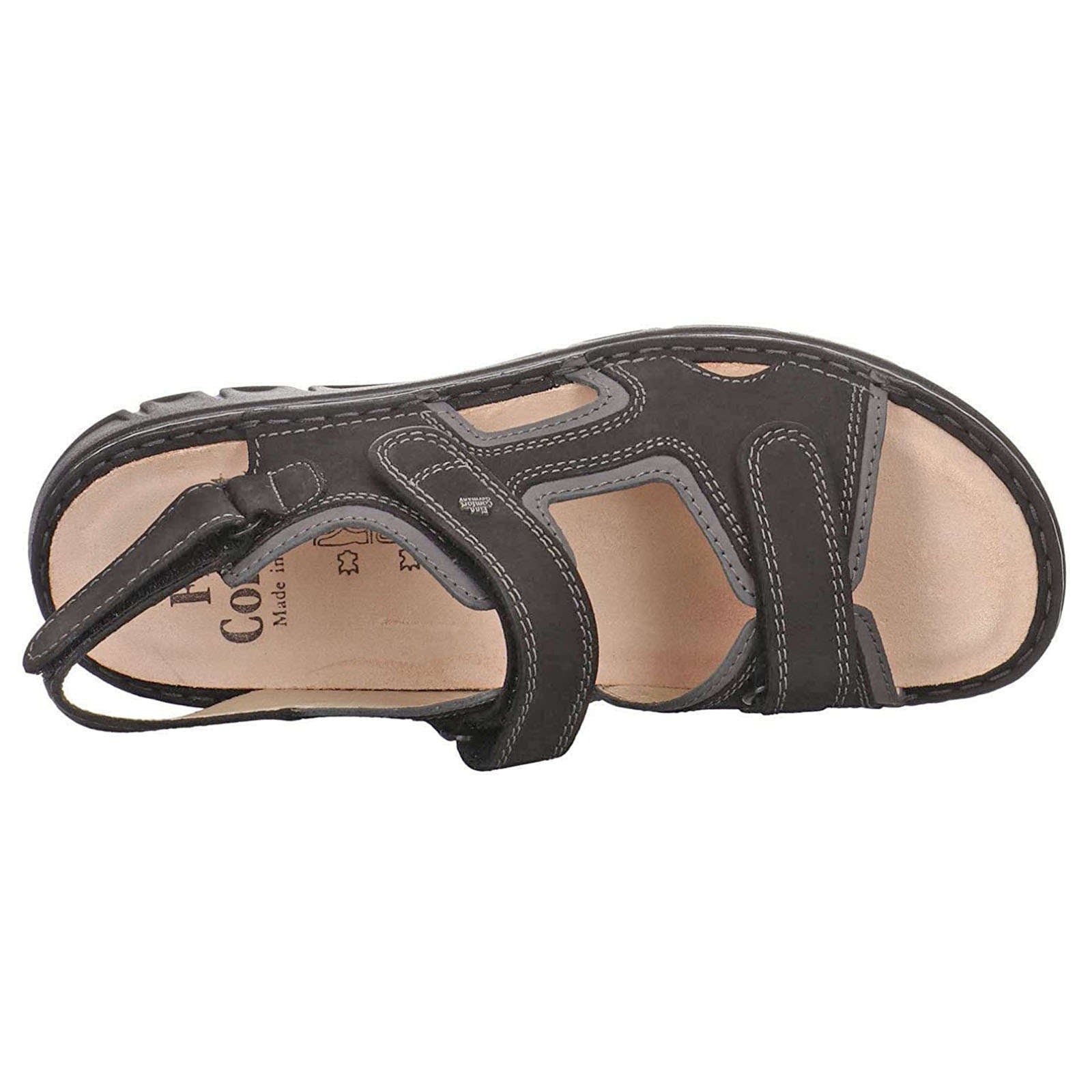 Finn Comfort Wanaka-S Nubuck Leather Unisex Sandals#color_black street