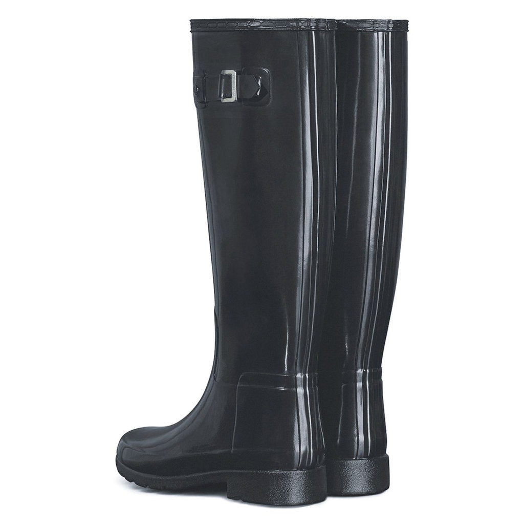 Hunter Refined Slim Fit Gloss Rubber Women's Short Wellington Boots#color_black