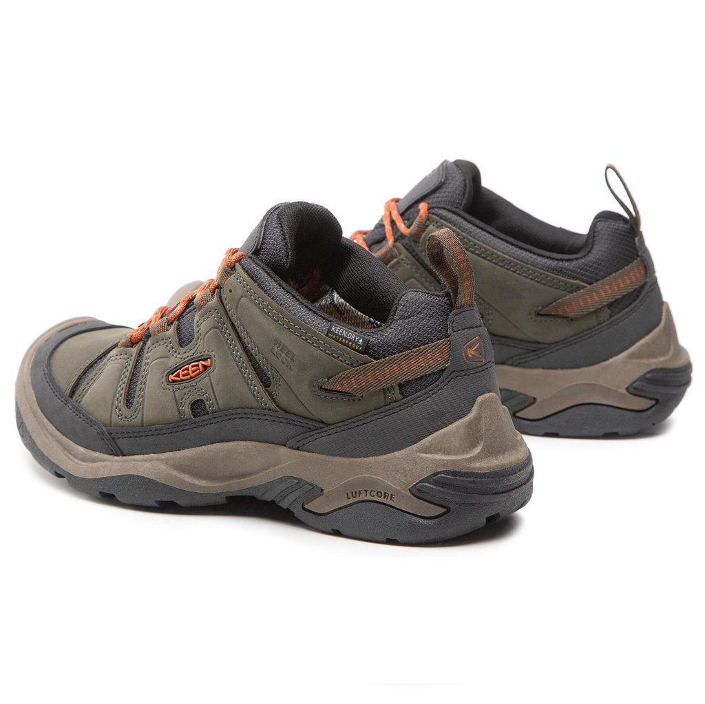 Keen Circadia Vent Leather & Textile Men's Hiking Sneakers#color_black olive potters clay